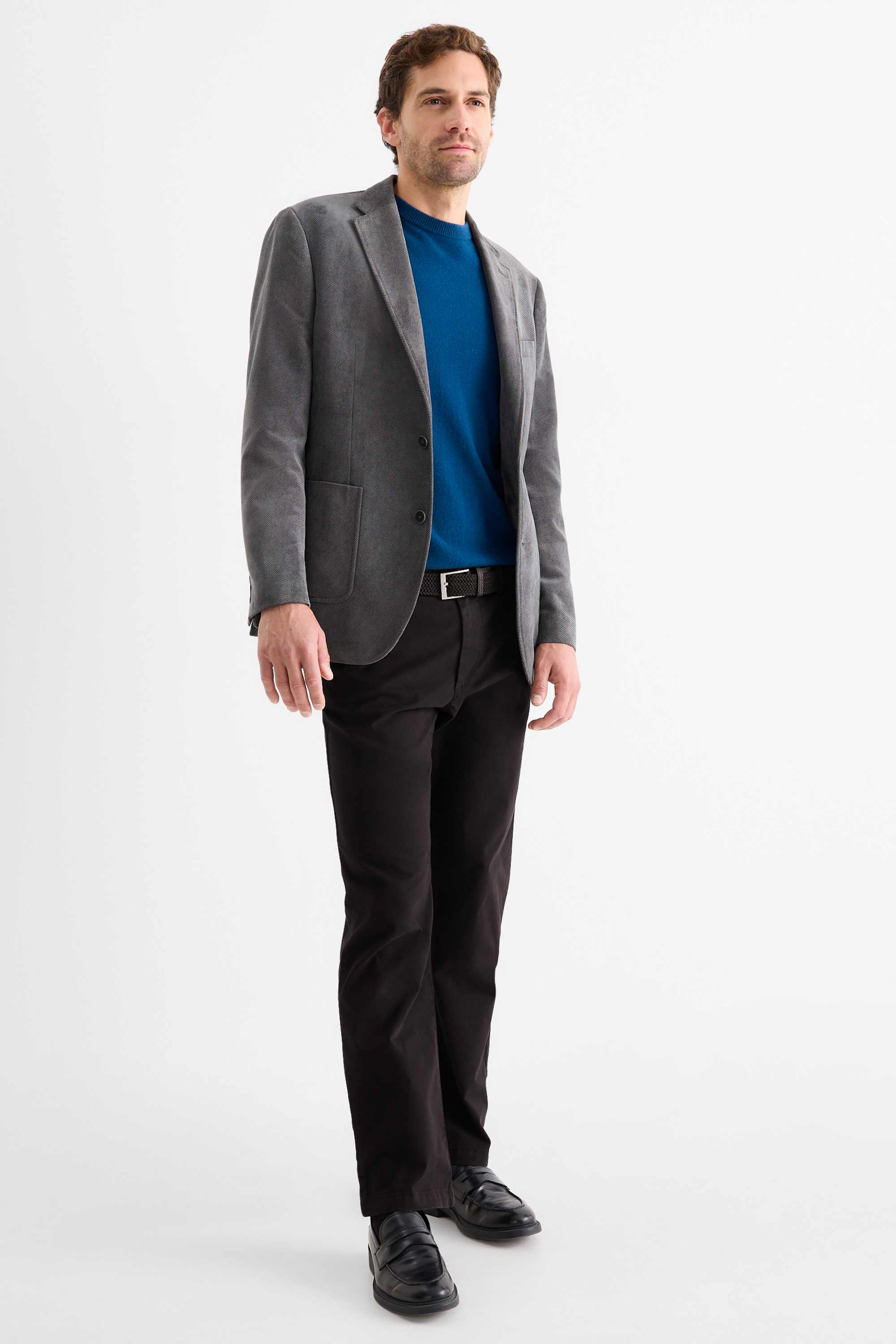 Chinos with belt - regular fit black
