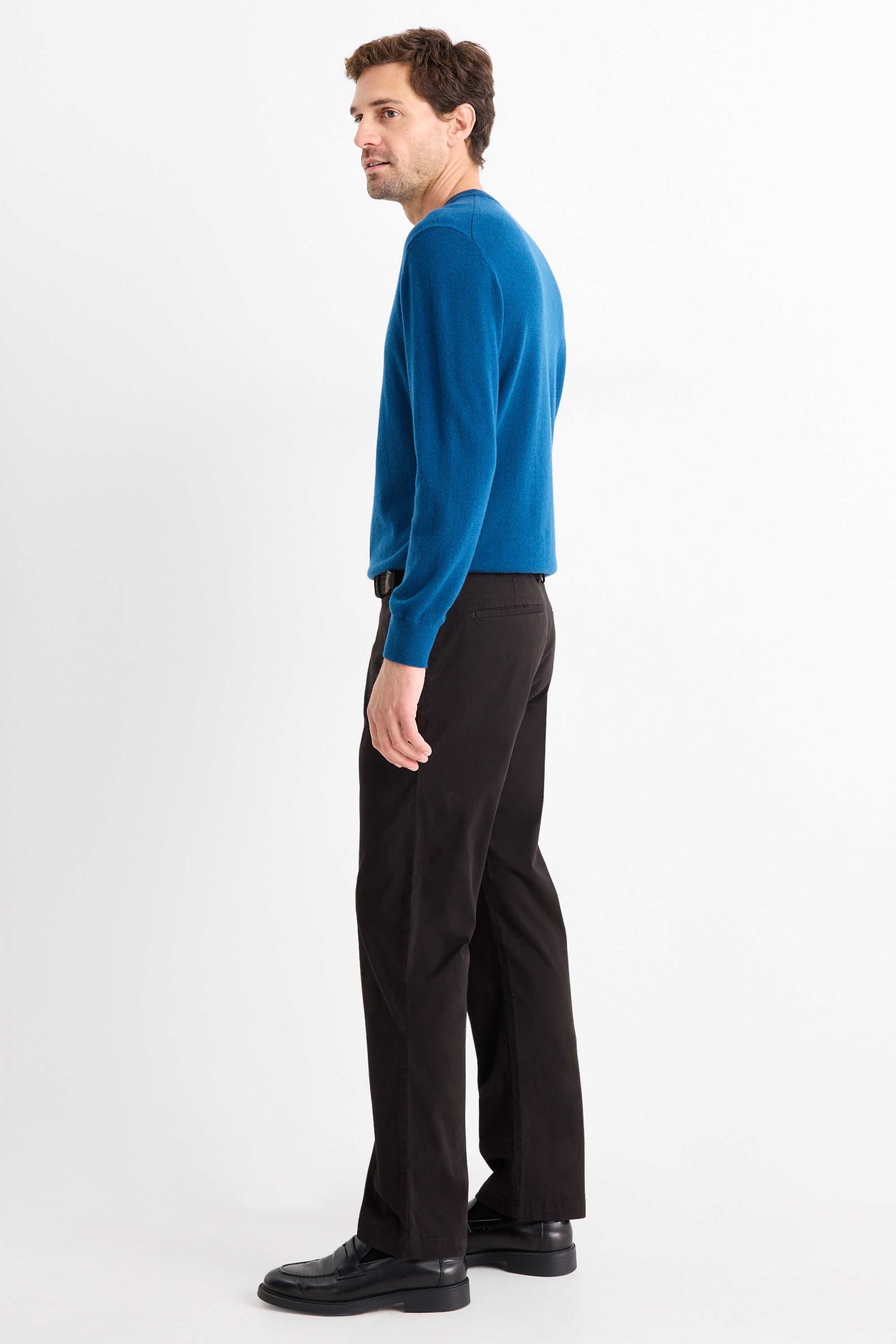 Chinos with belt - regular fit black
