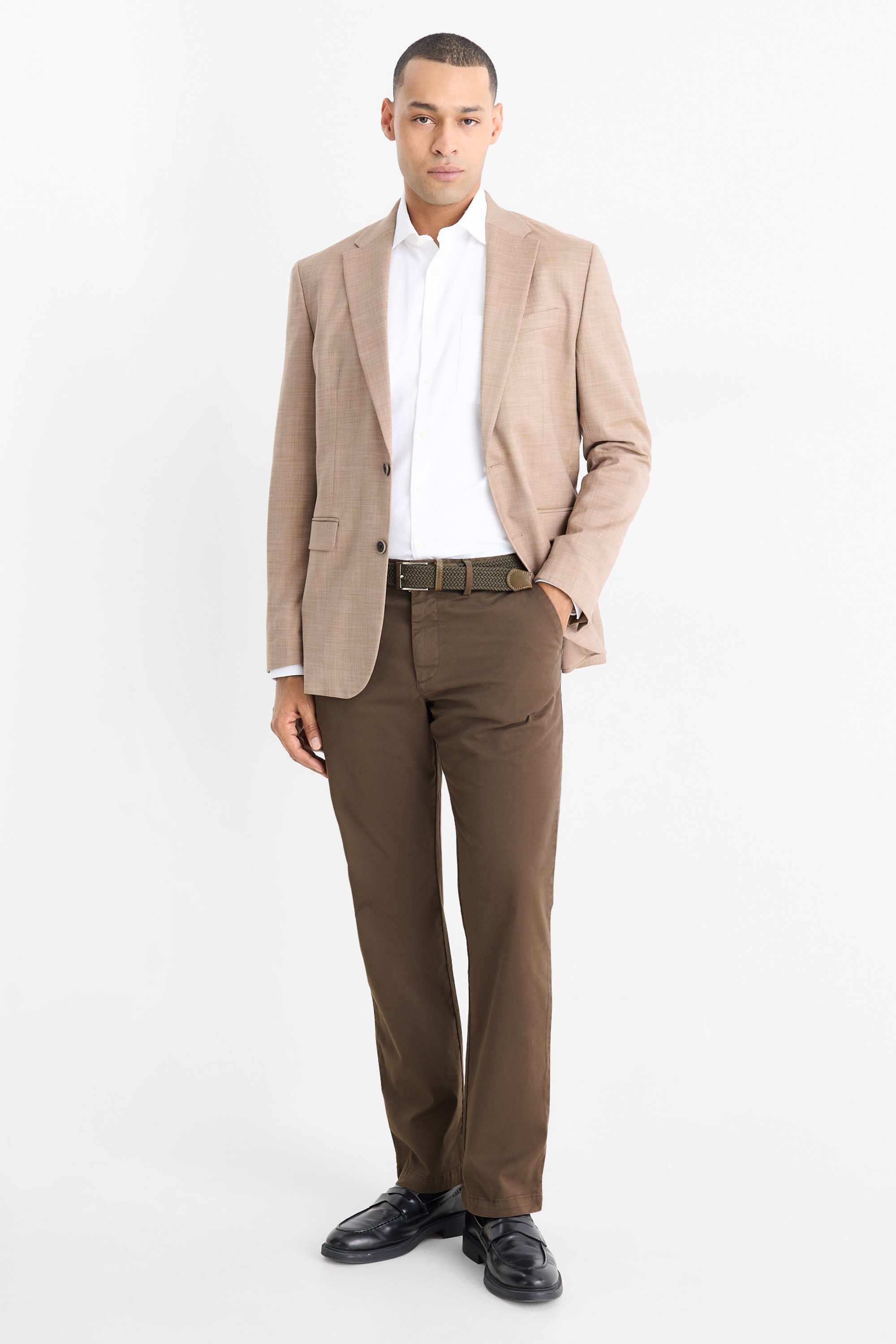 Chinos with belt - regular fit brown