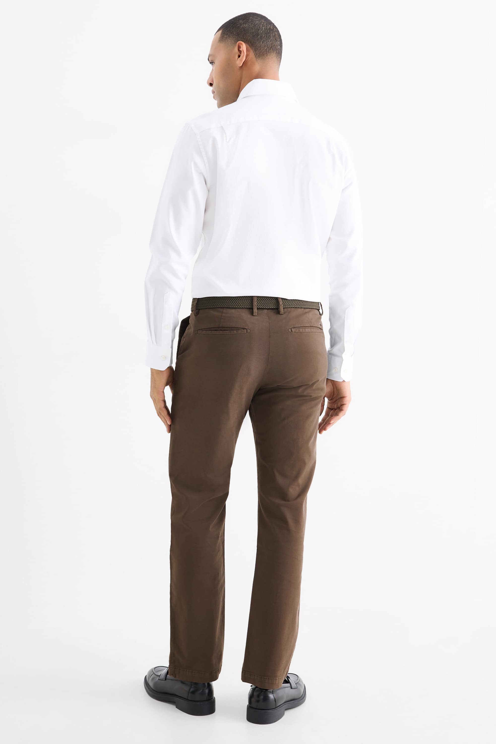 Chinos with belt - regular fit brown