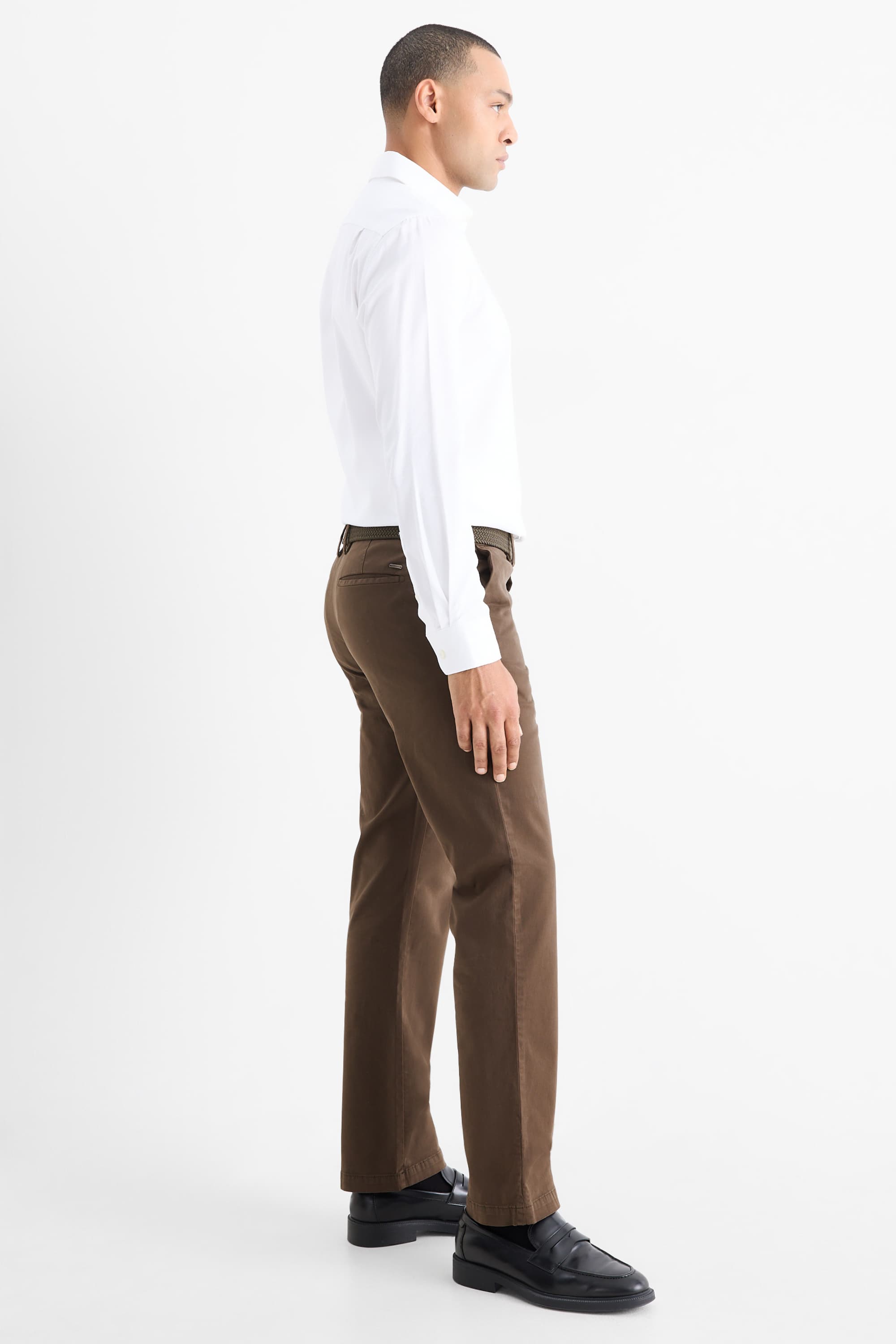 Chinos with belt - regular fit brown