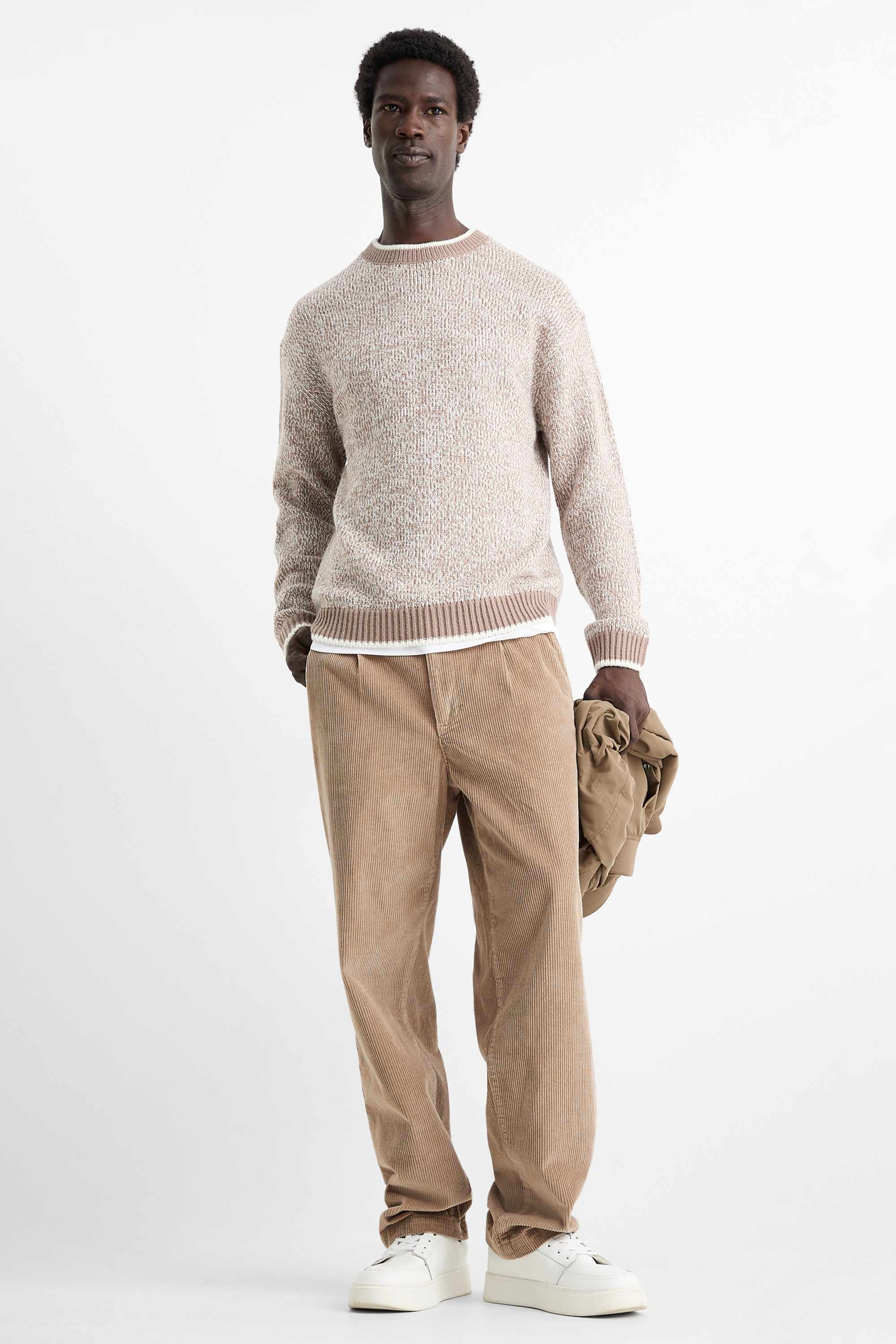 Corduroy chinos - slim fit taupe