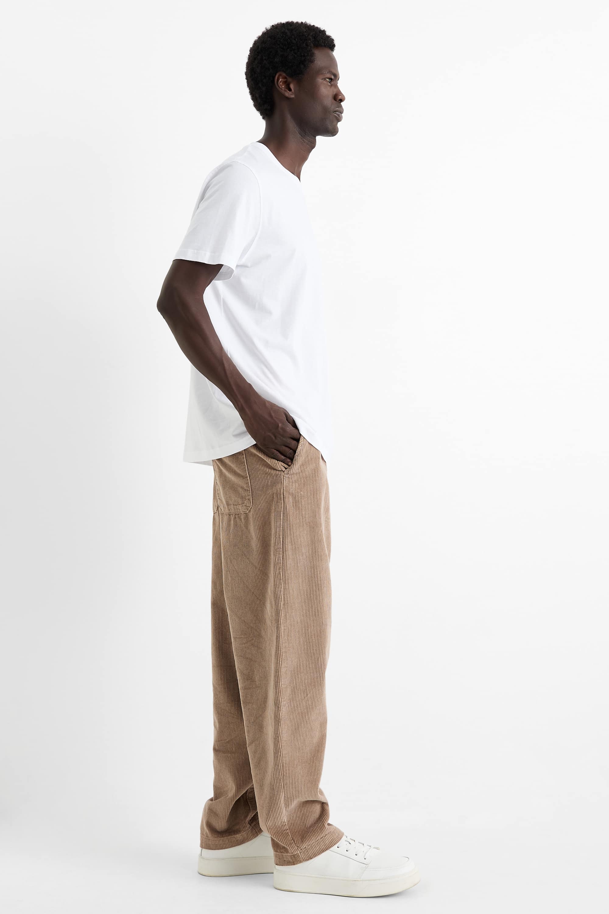 Corduroy chinos - slim fit taupe