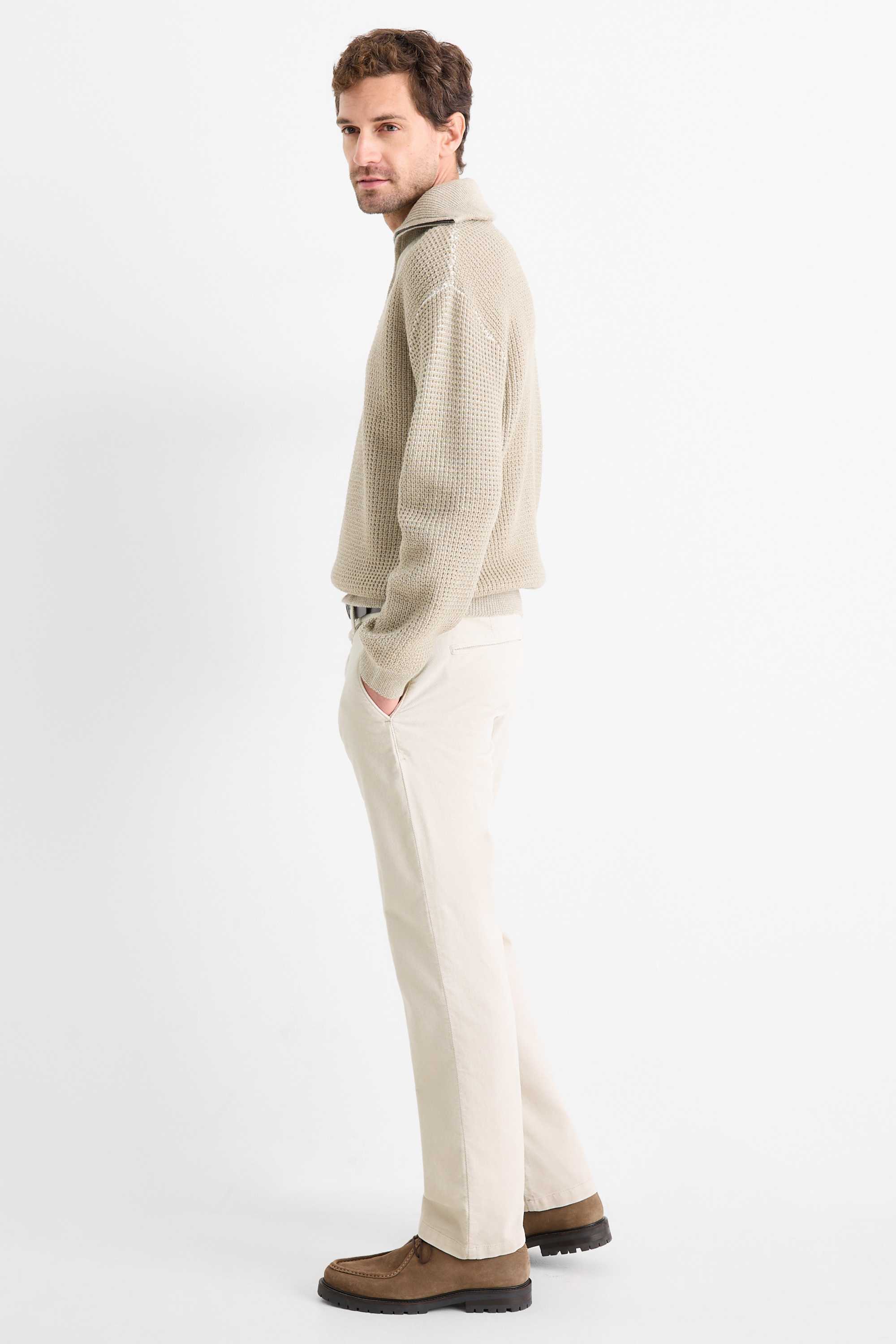 Chinos - regular fit - textured light beige