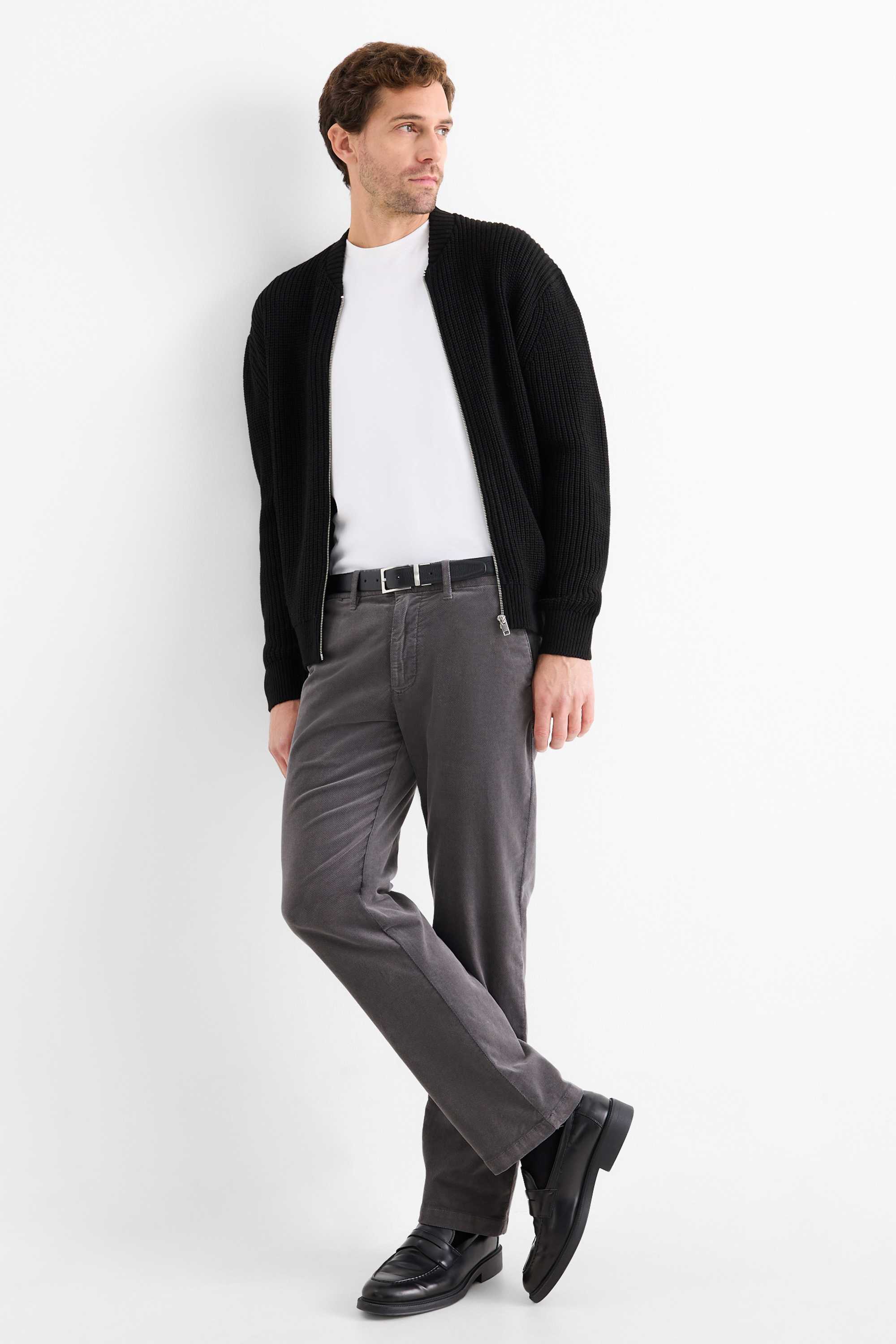 Chinos - regular fit - textured dark gray