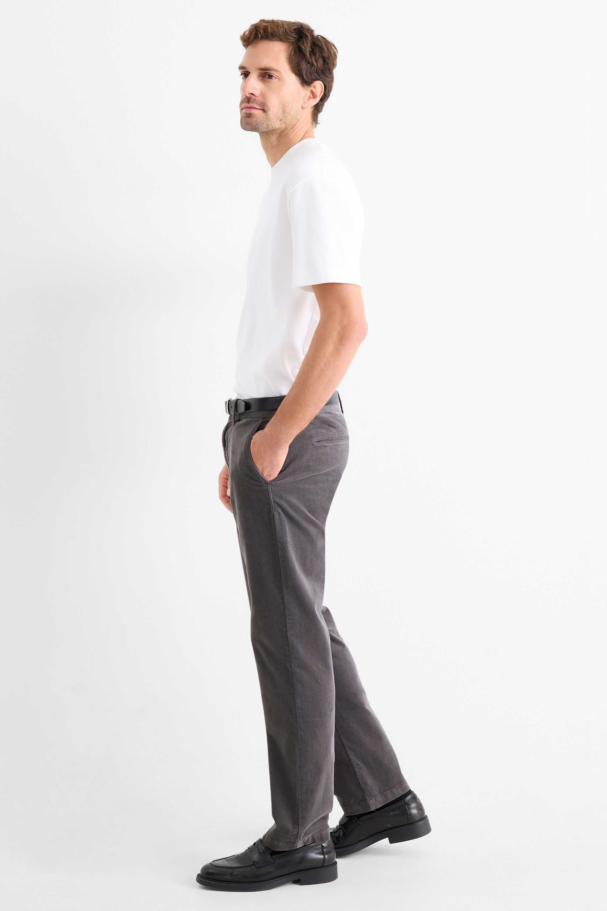 Chinos - regular fit - textured dark gray