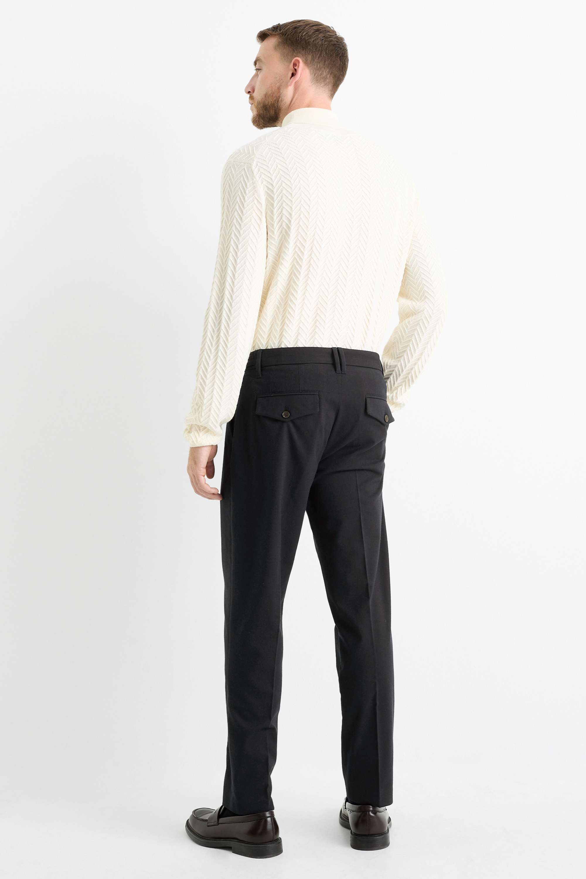 Flannel chinos - tapered fit dark gray