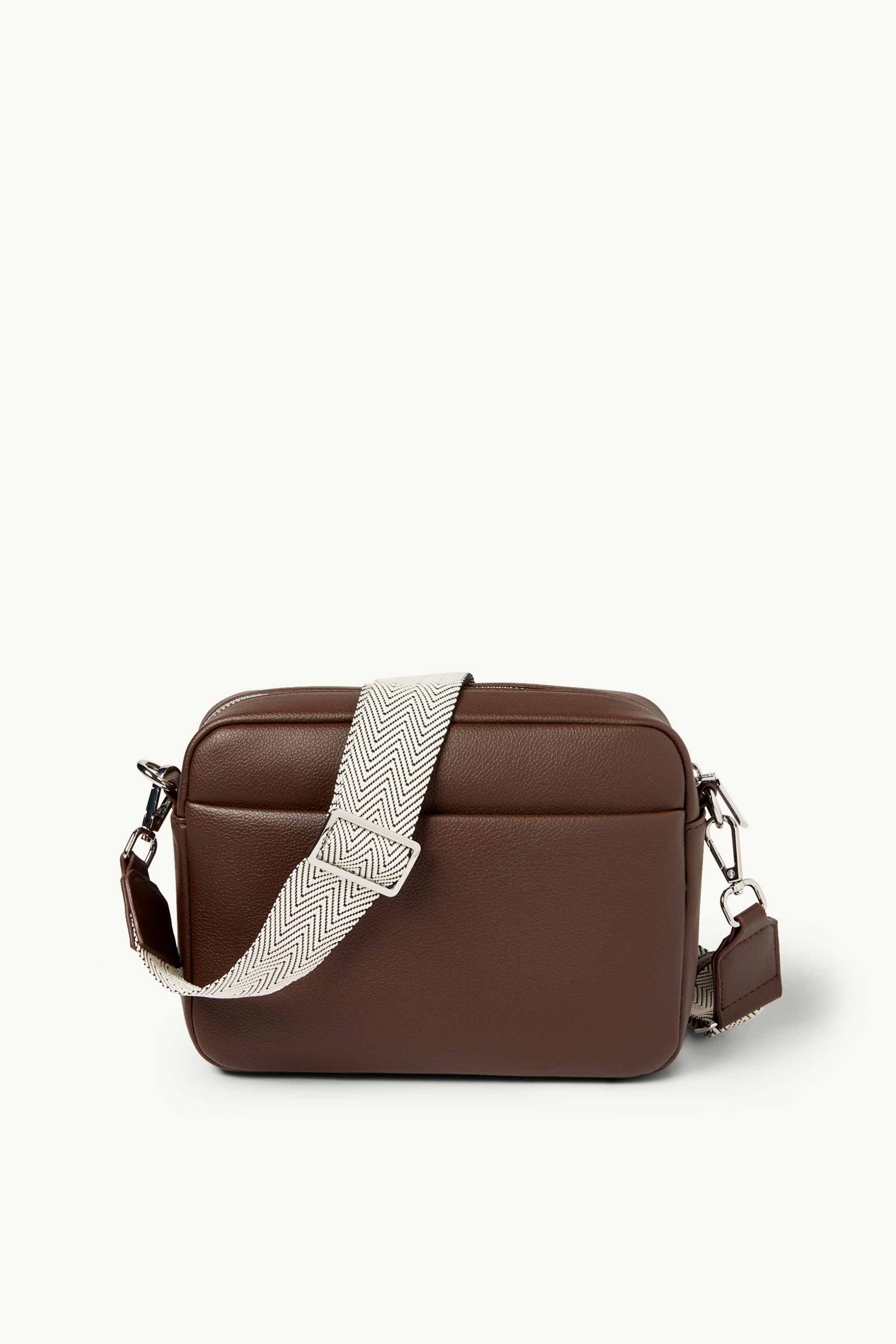 Crossbody bag with detachable bag strap - faux leather dark brown