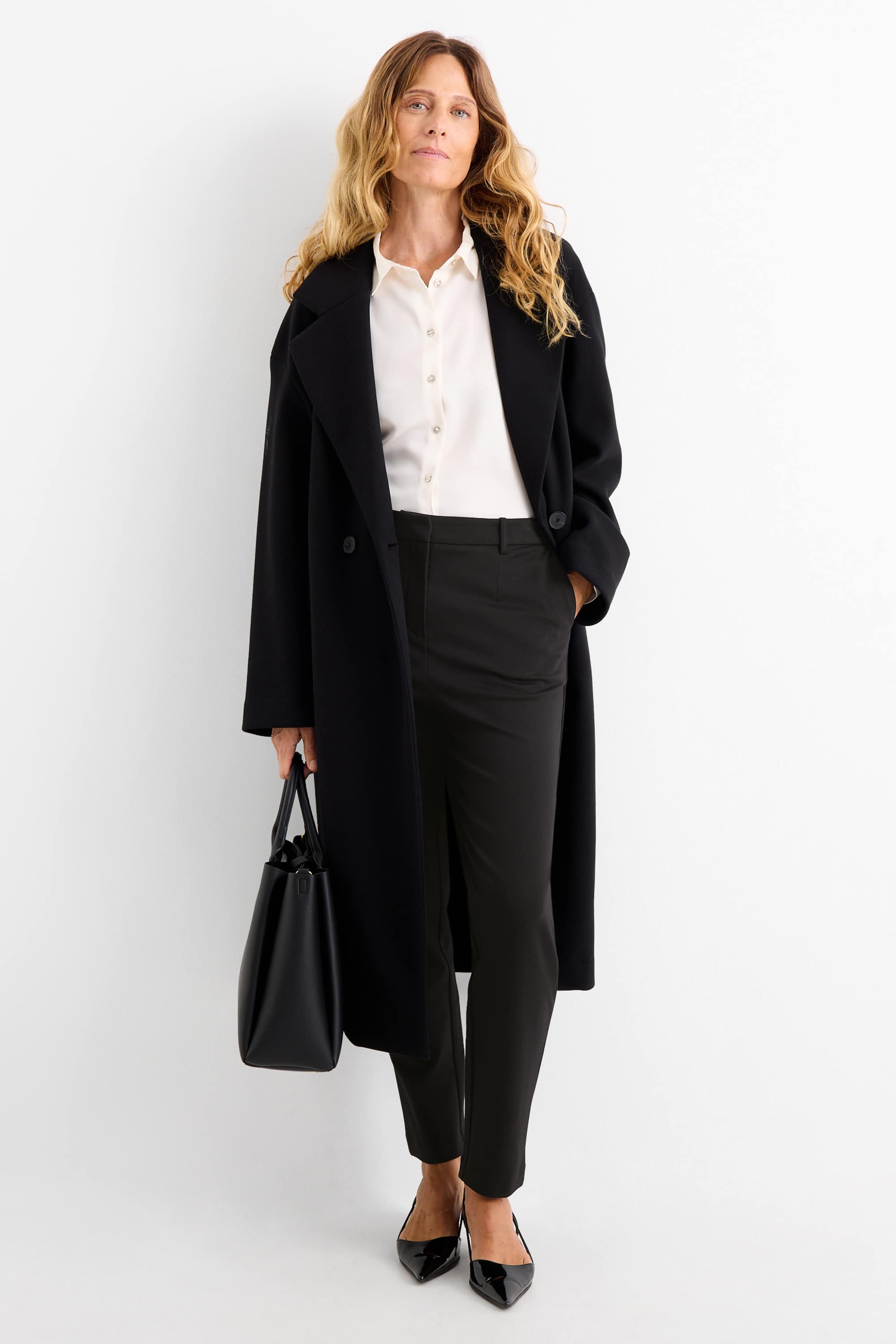 Cloth trousers - high waist - tapered fit black