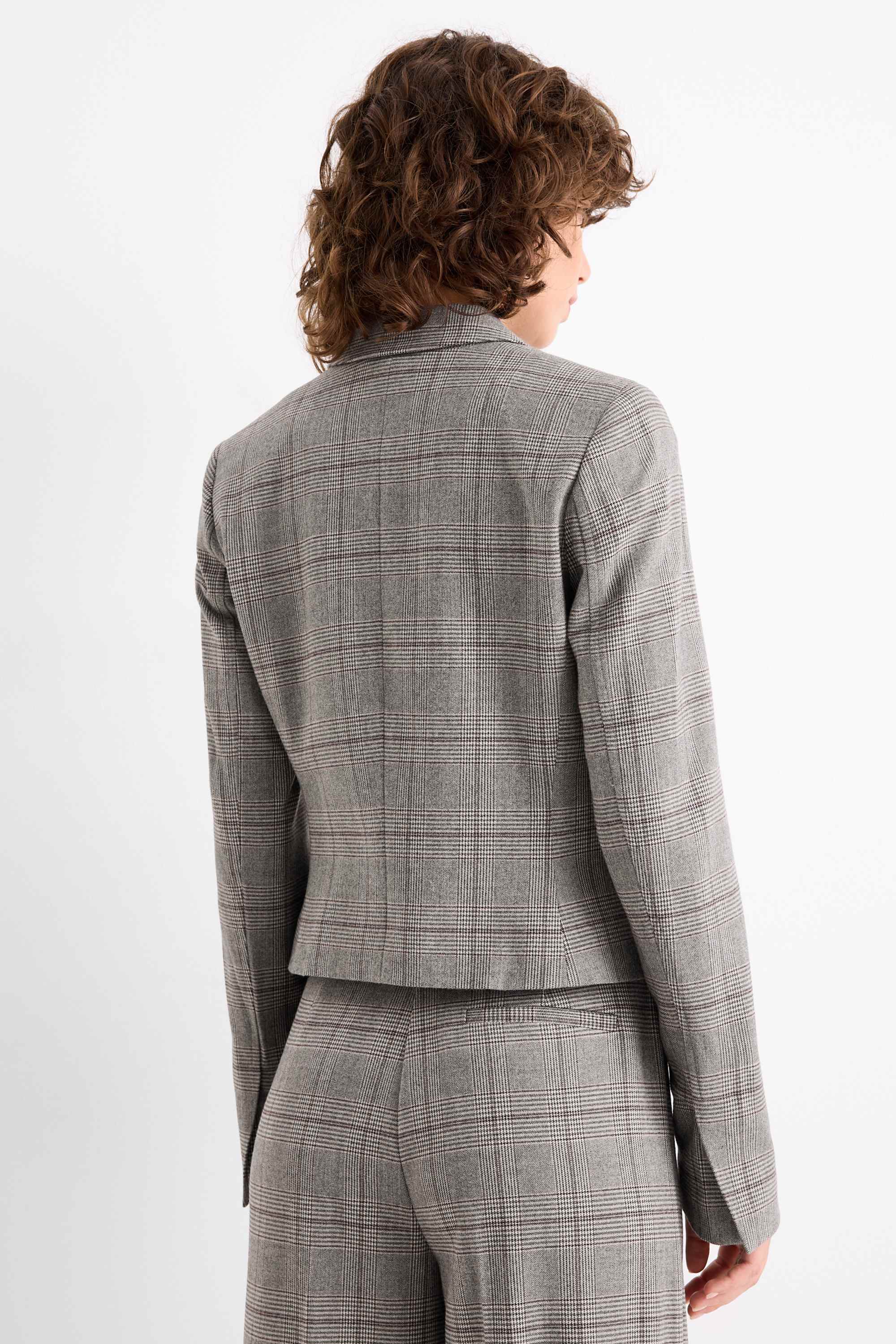 Business blazer - fitted - check gray