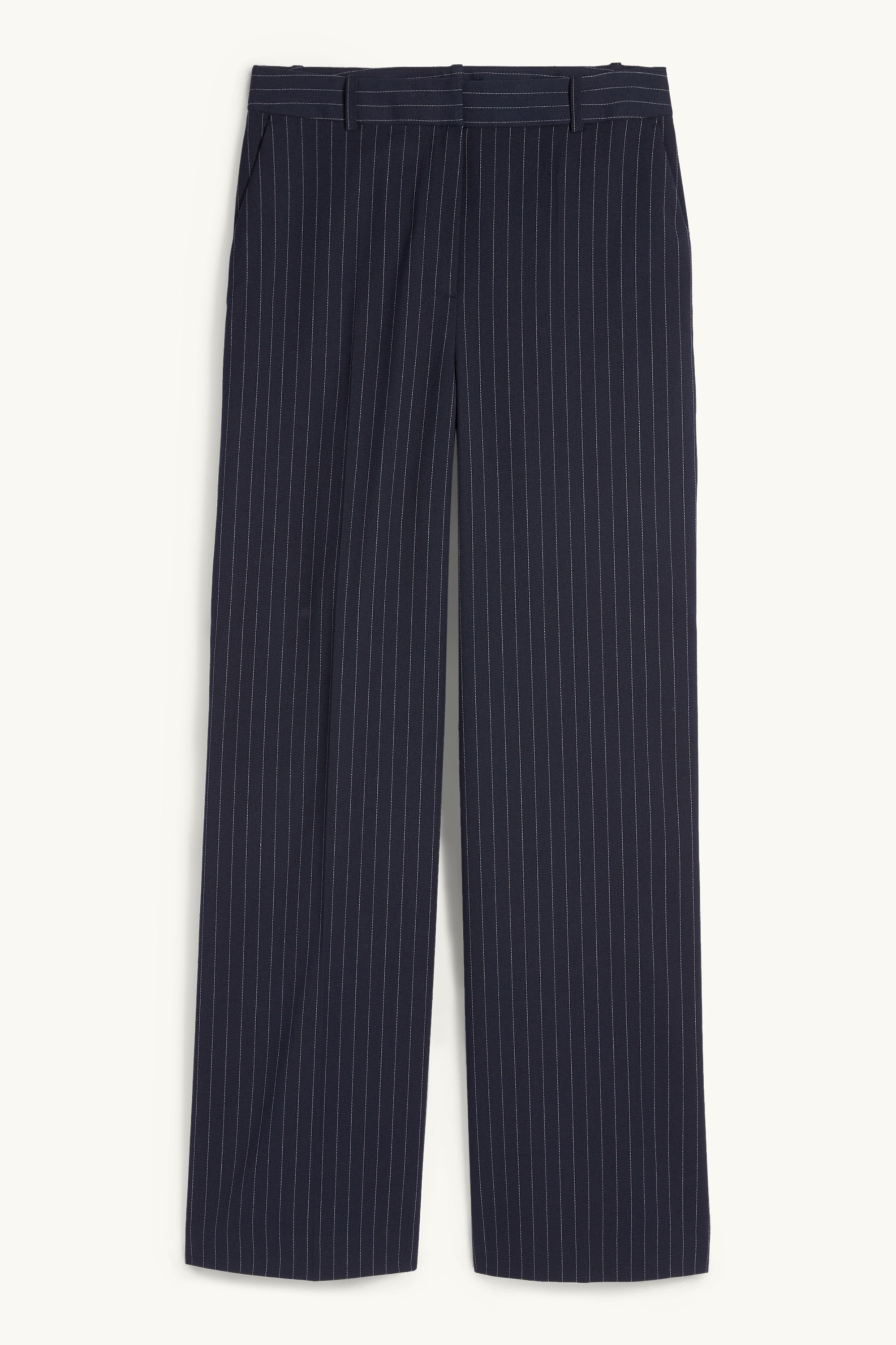 Business trousers - low-rise waist - relaxed fit - pinstripes dark blue