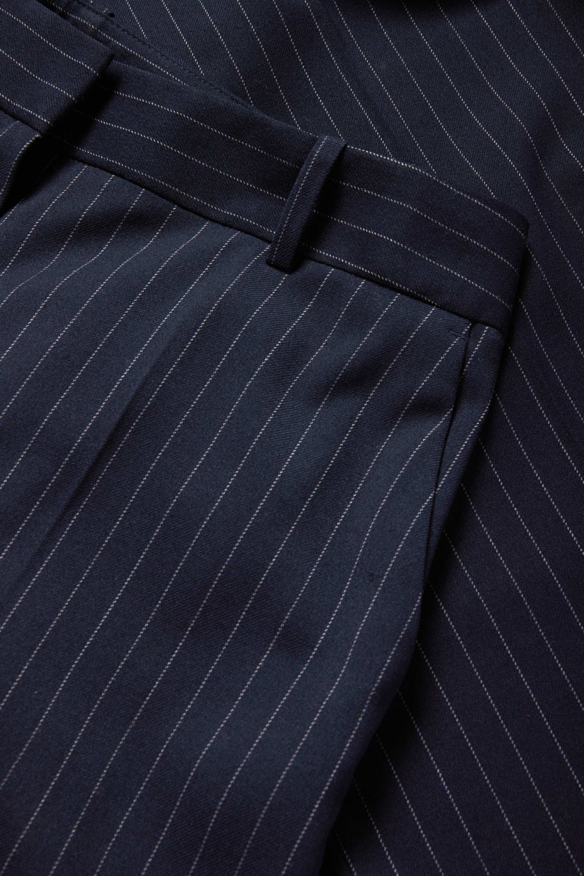 Business trousers - low-rise waist - relaxed fit - pinstripes dark blue