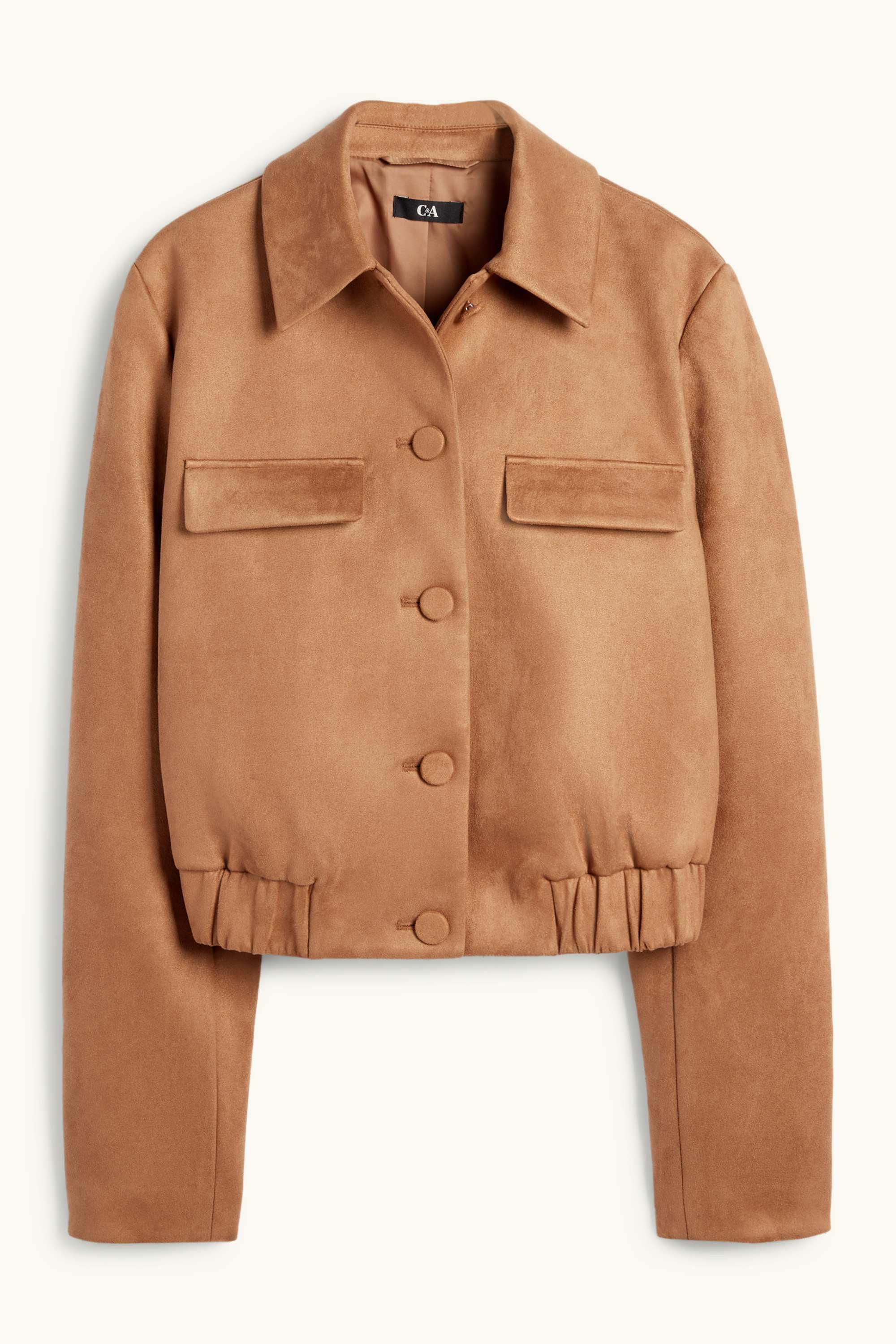Cropped blazer - faux suede beige