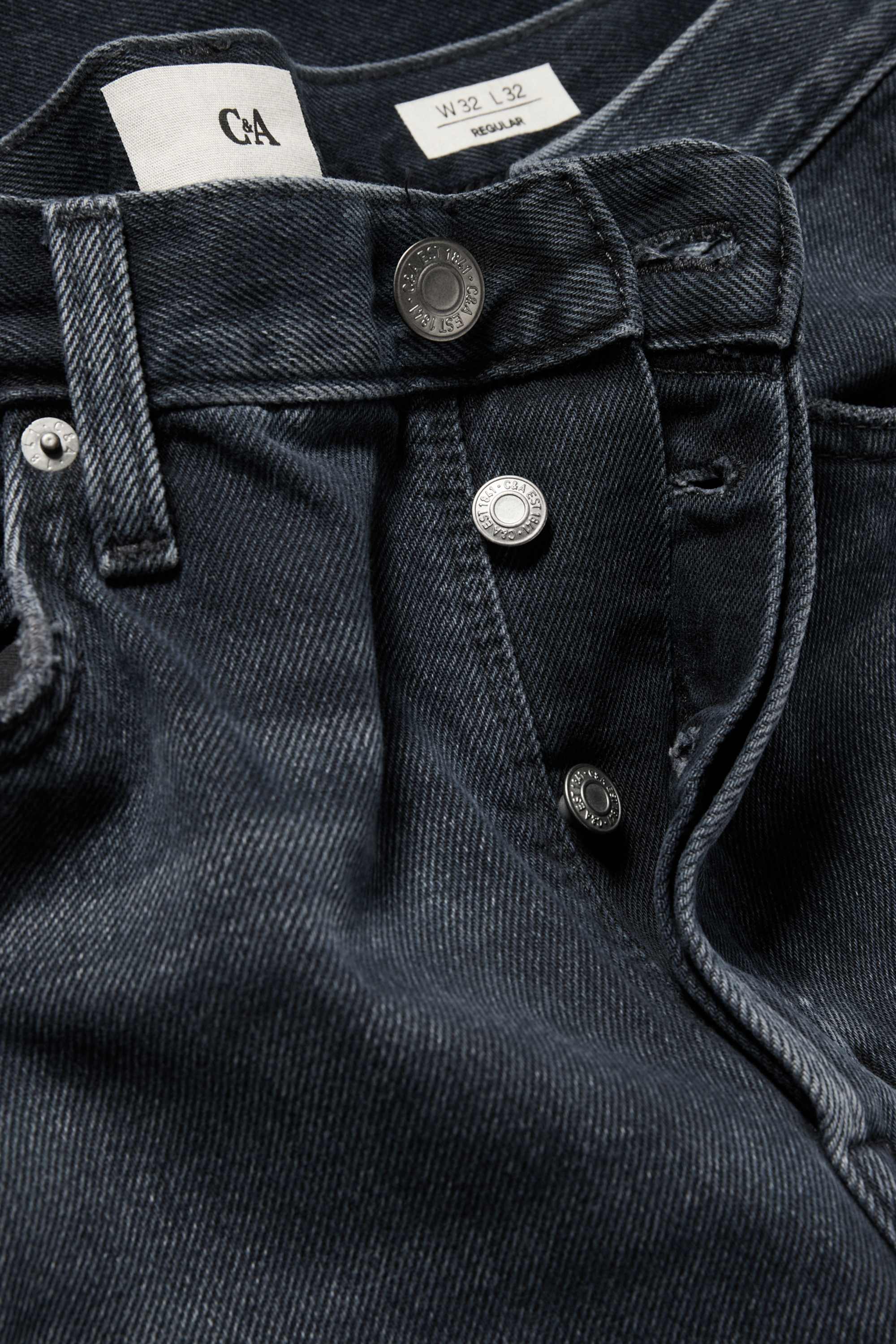 Regular jeans with button fly denim-dark blue