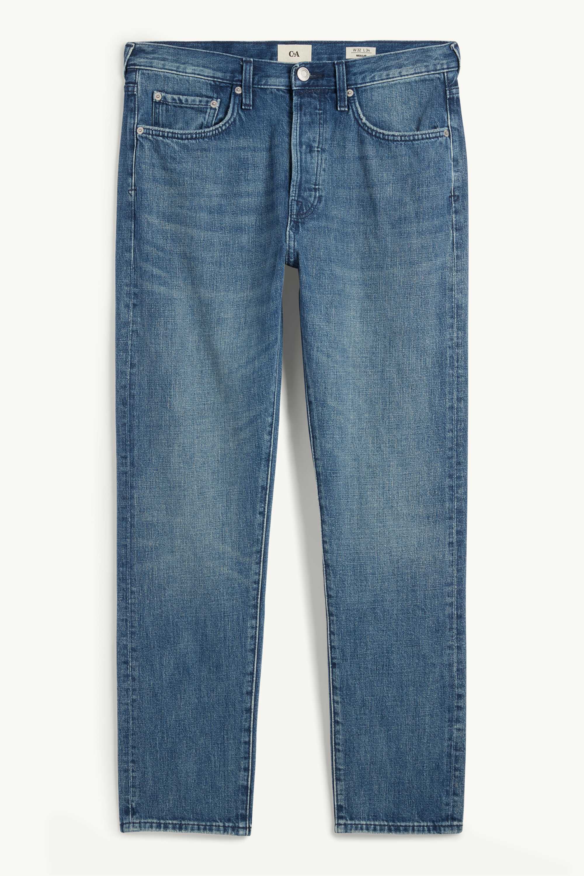 Regular jeans with button fly blue denim