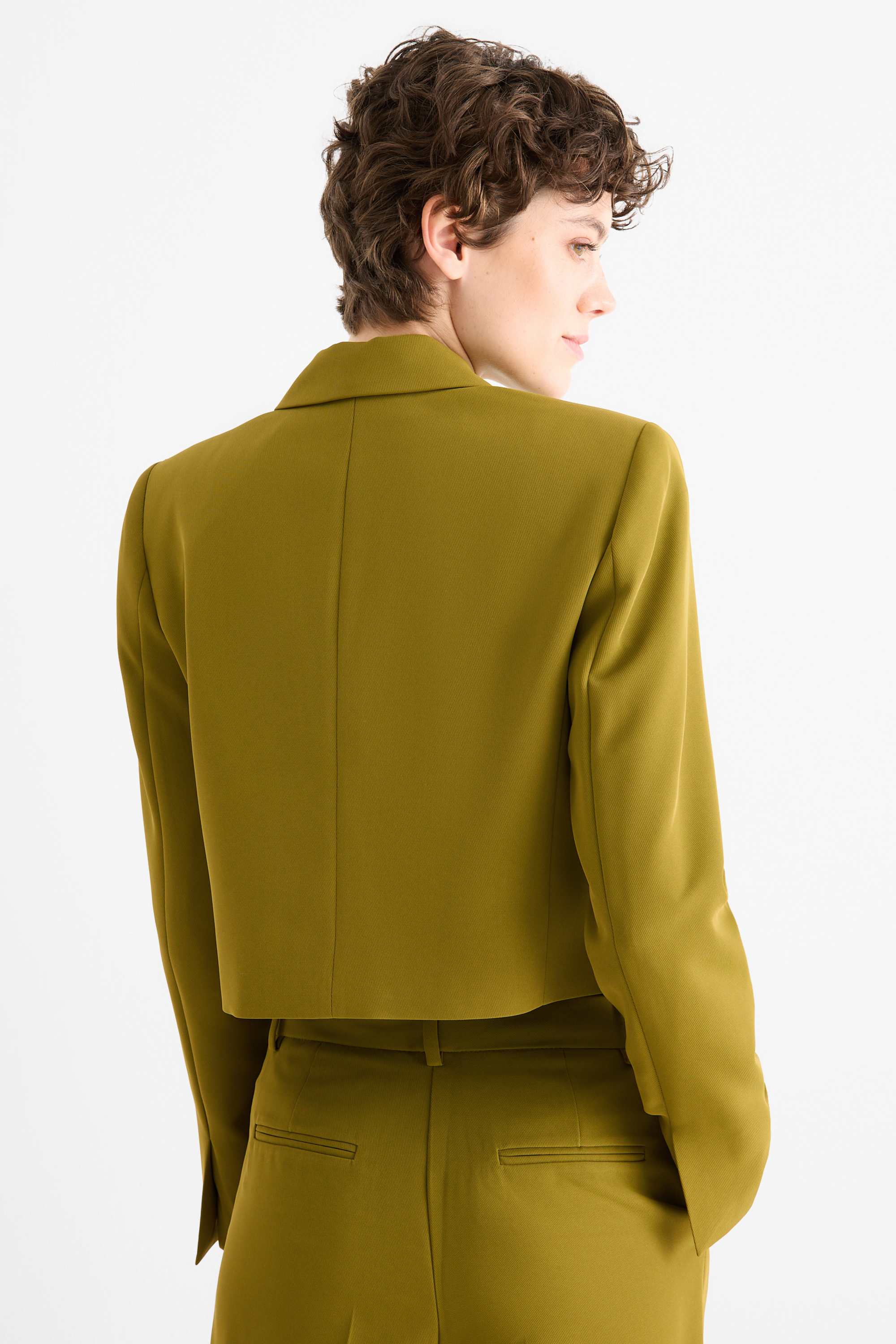 Cropped blazer- regular fit green