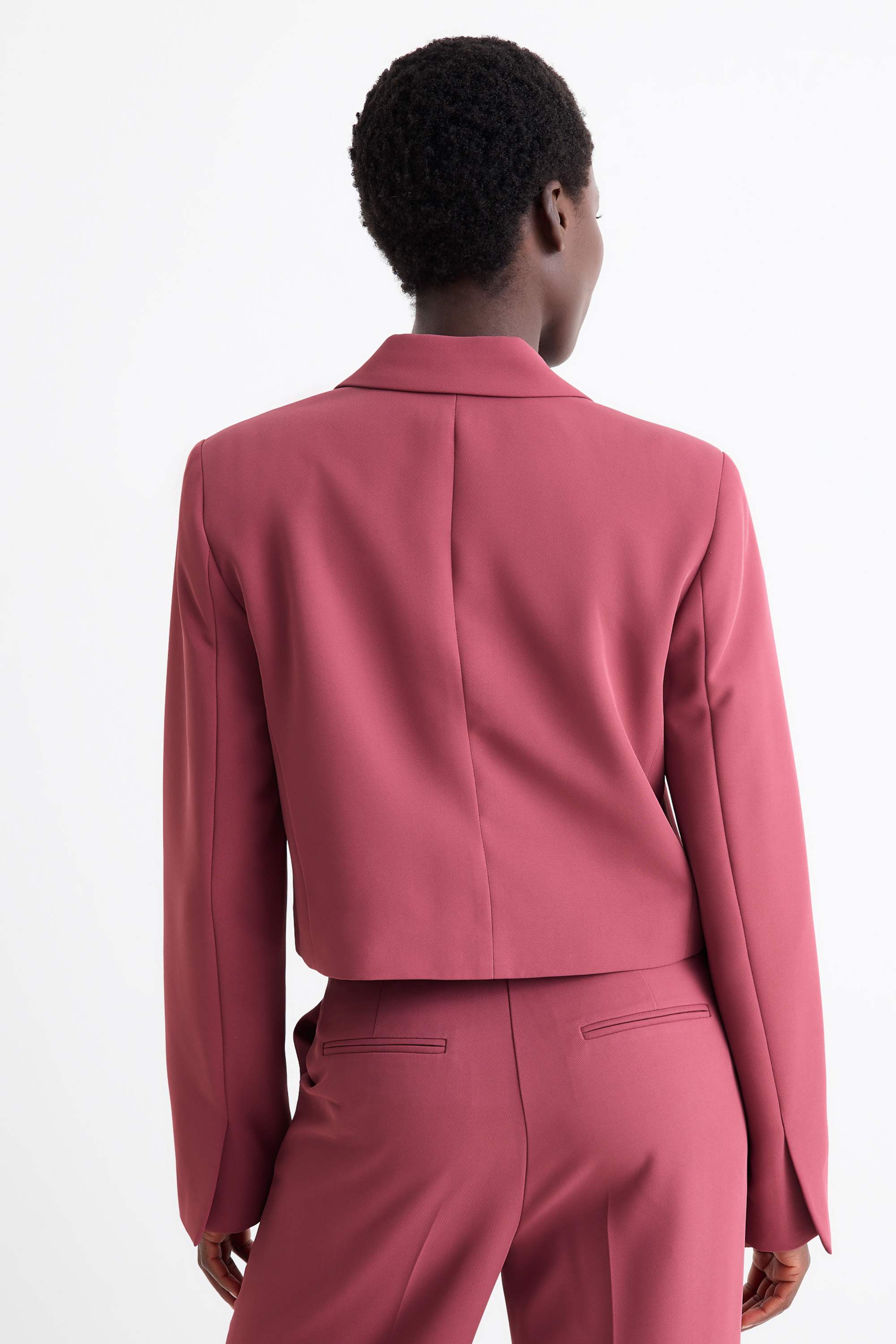Cropped blazer- regular fit pink