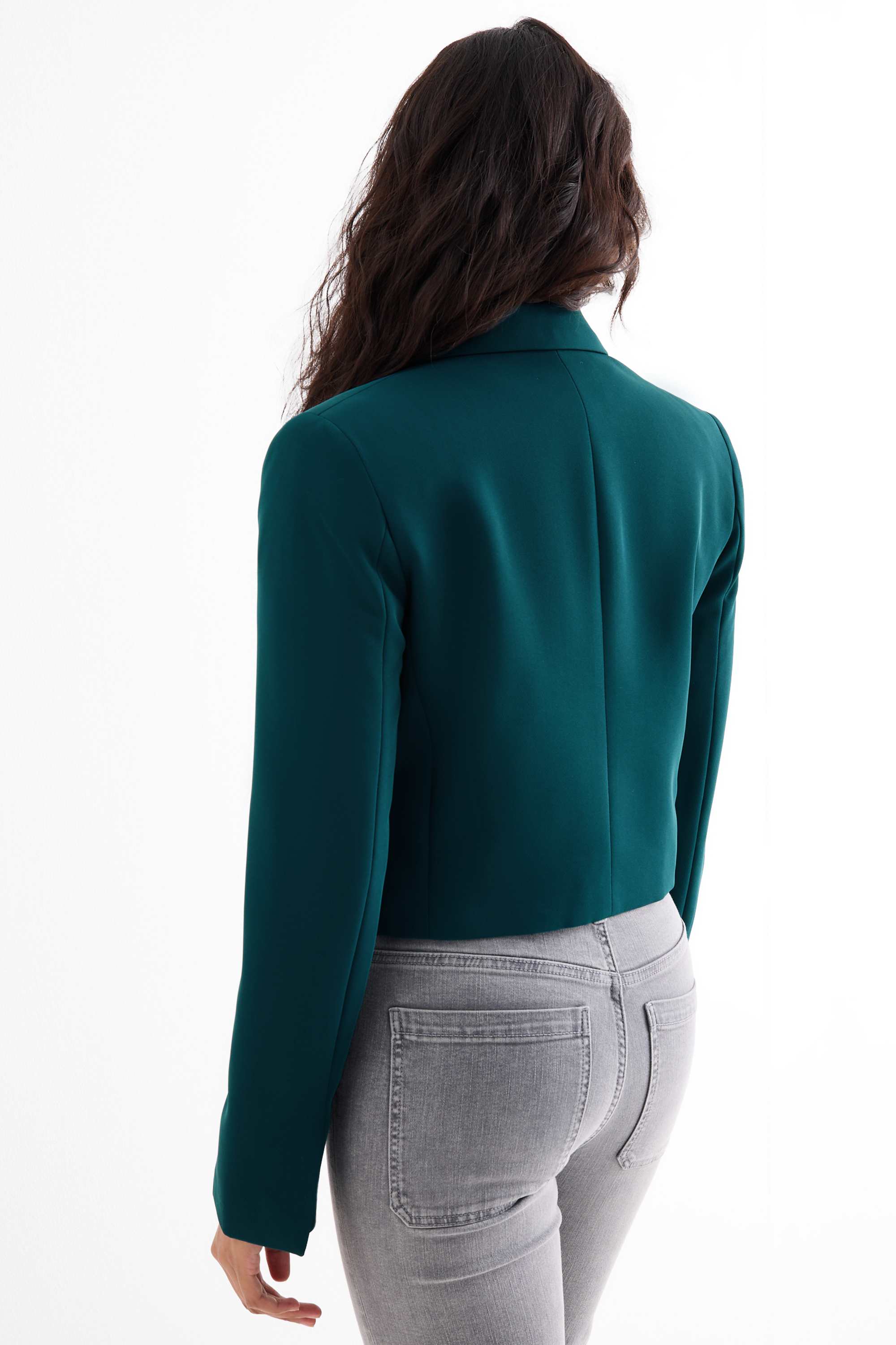 Cropped blazer- regular fit petrol