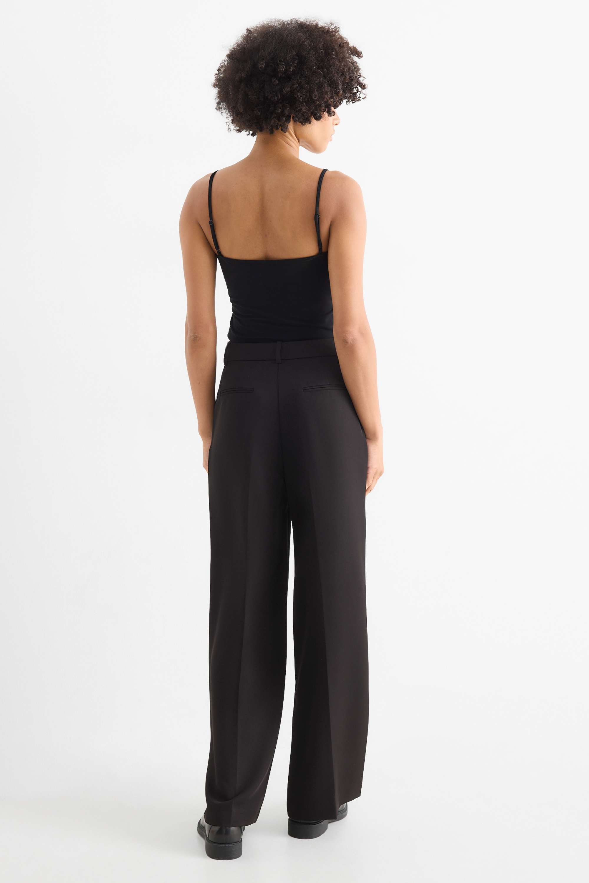 Business trousers - mid-rise waist - wide leg black