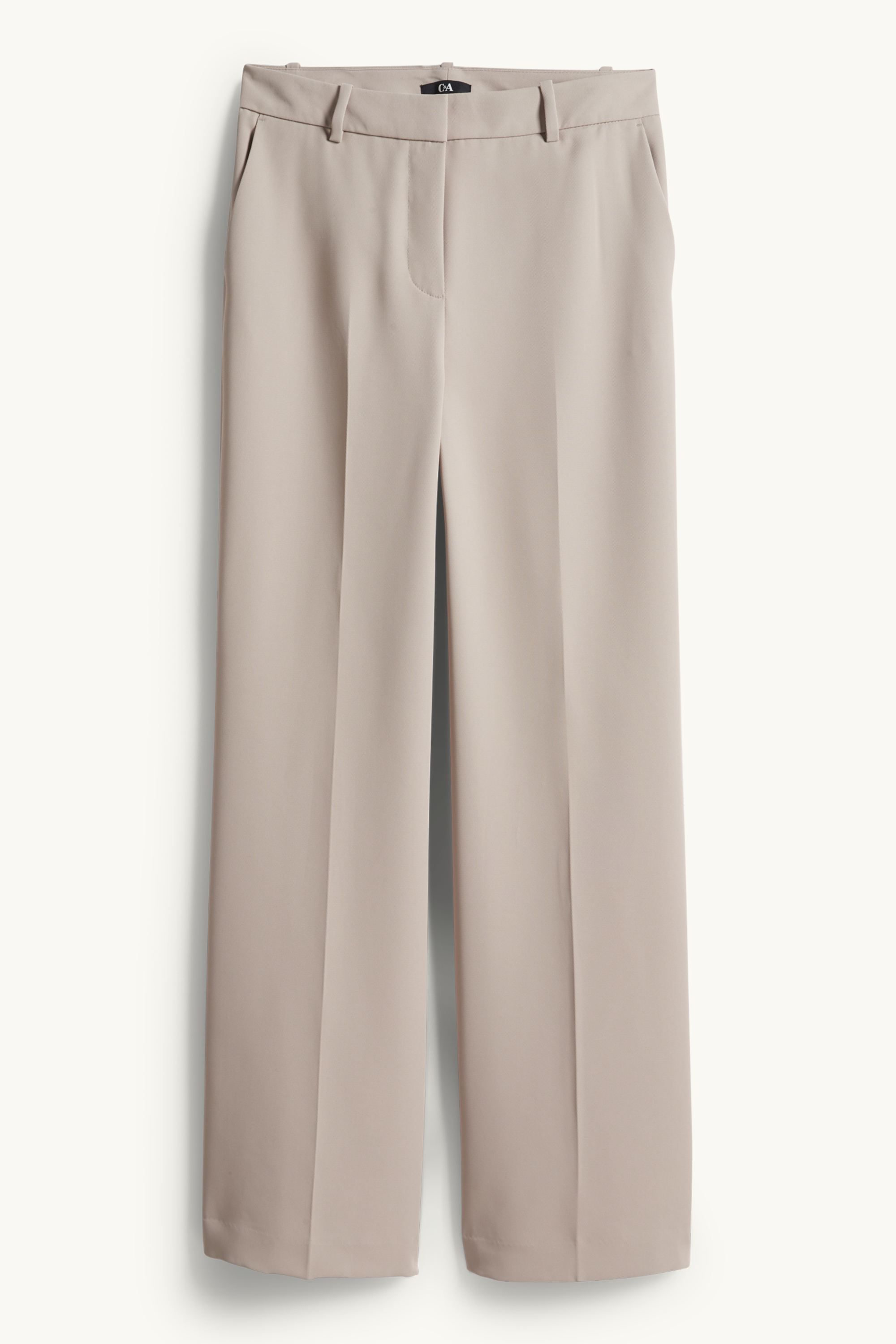 Business trousers - mid-rise waist - wide leg taupe