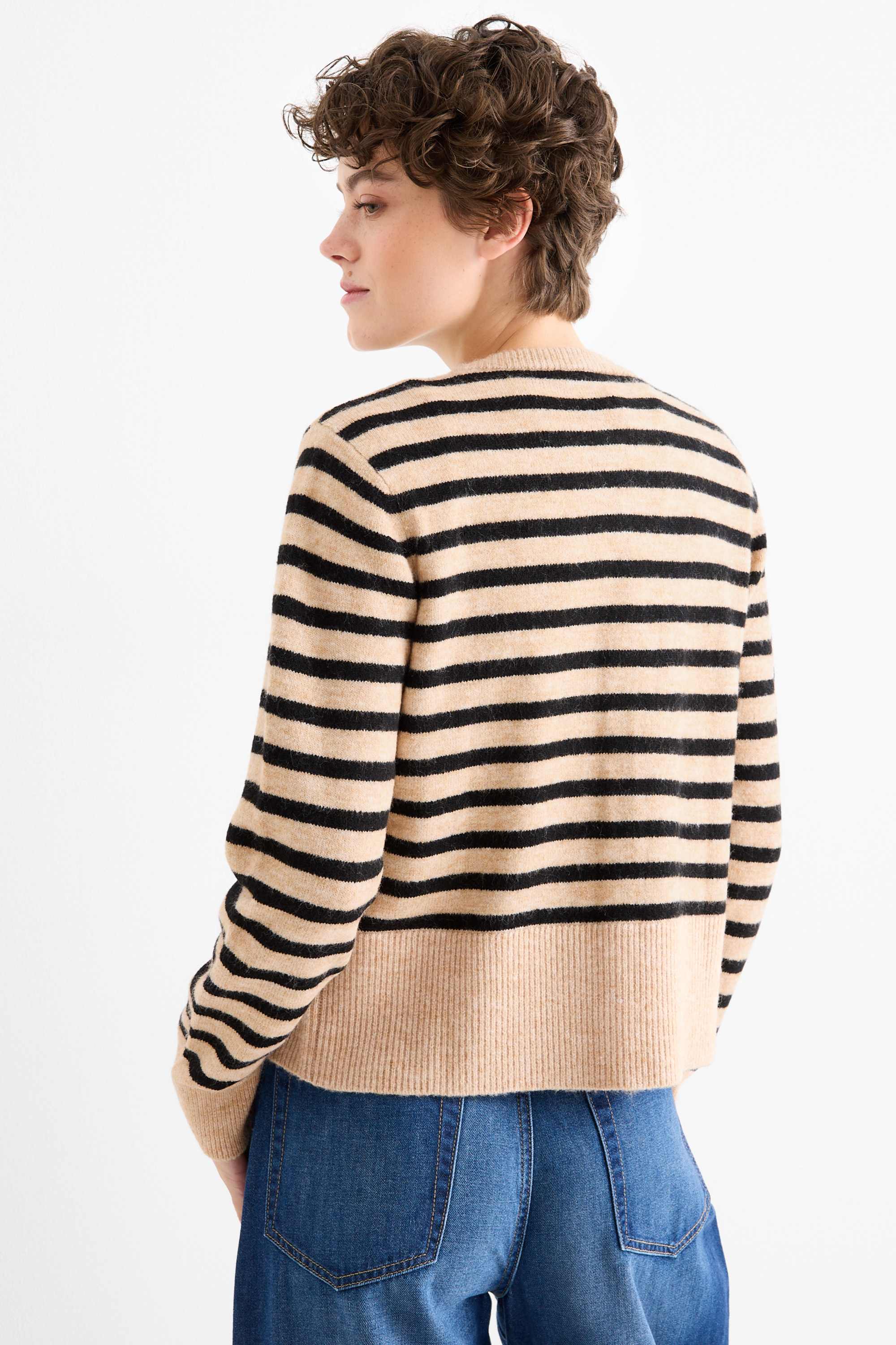 Cardigan - striped black / beige
