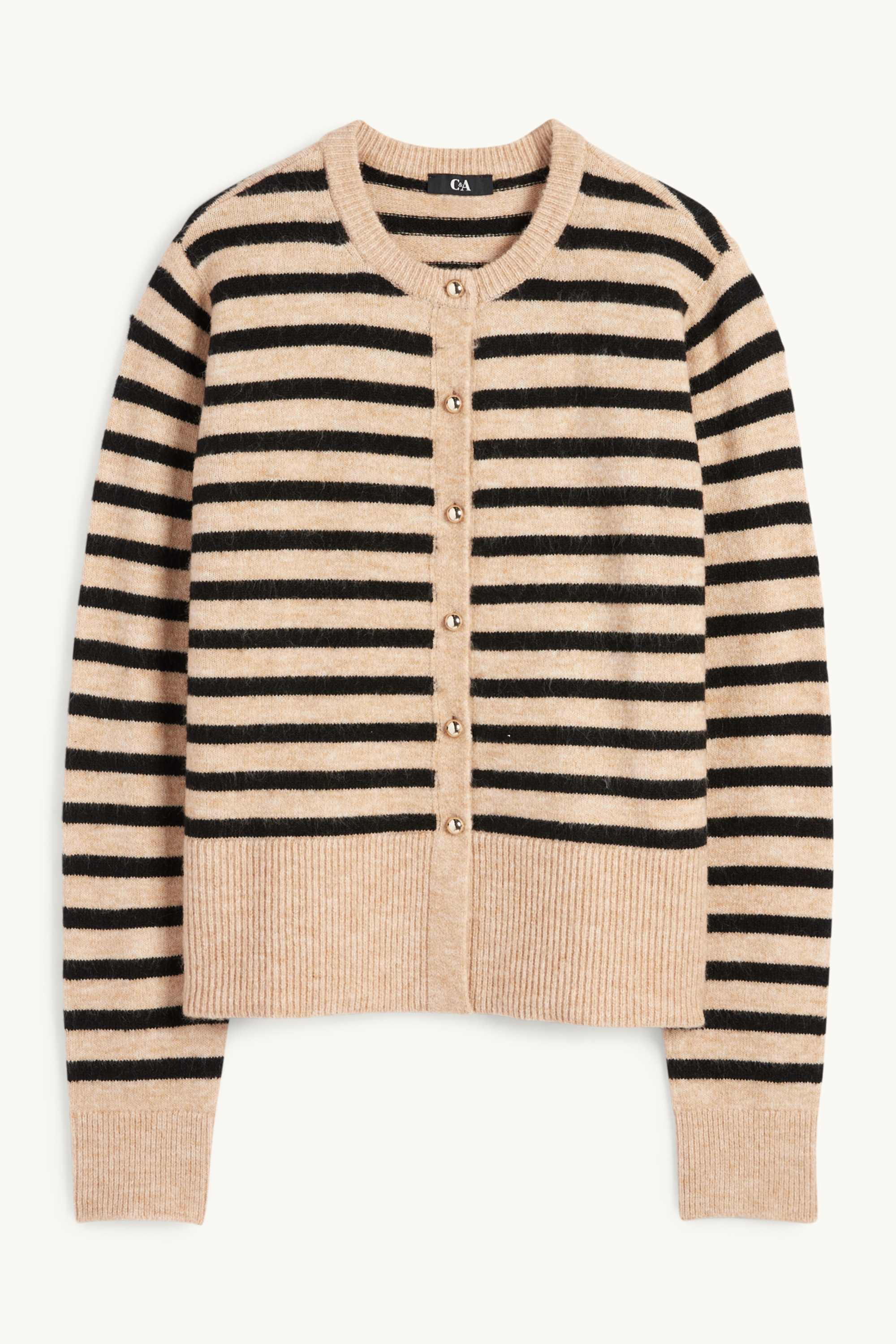 Cardigan - striped black / beige