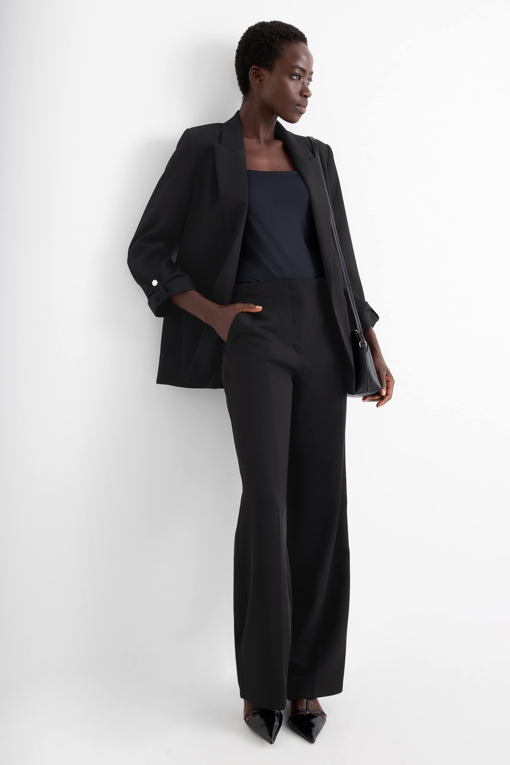 Business trousers - mid-rise waist - regular fit black