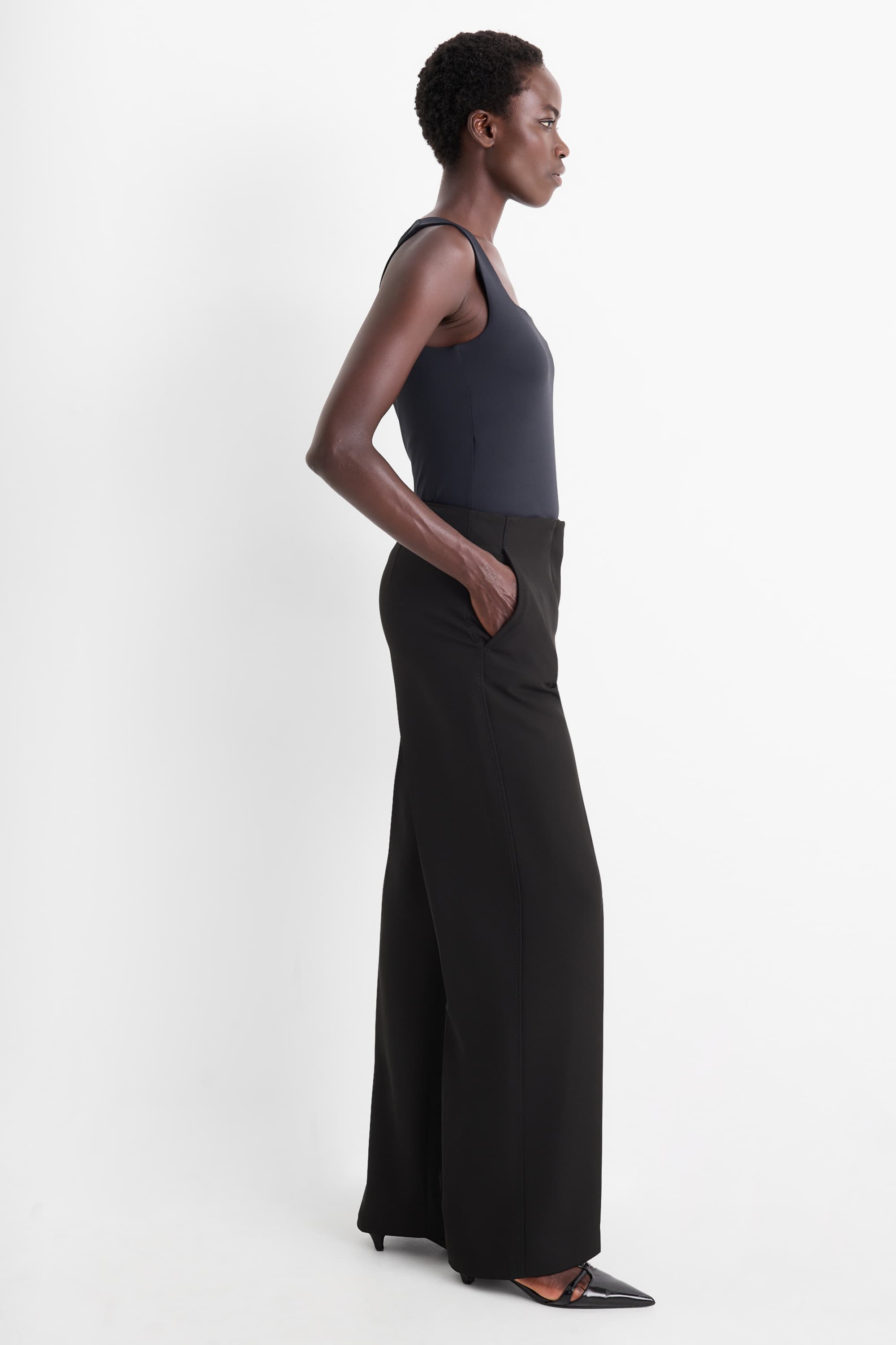 Business trousers - mid-rise waist - regular fit black