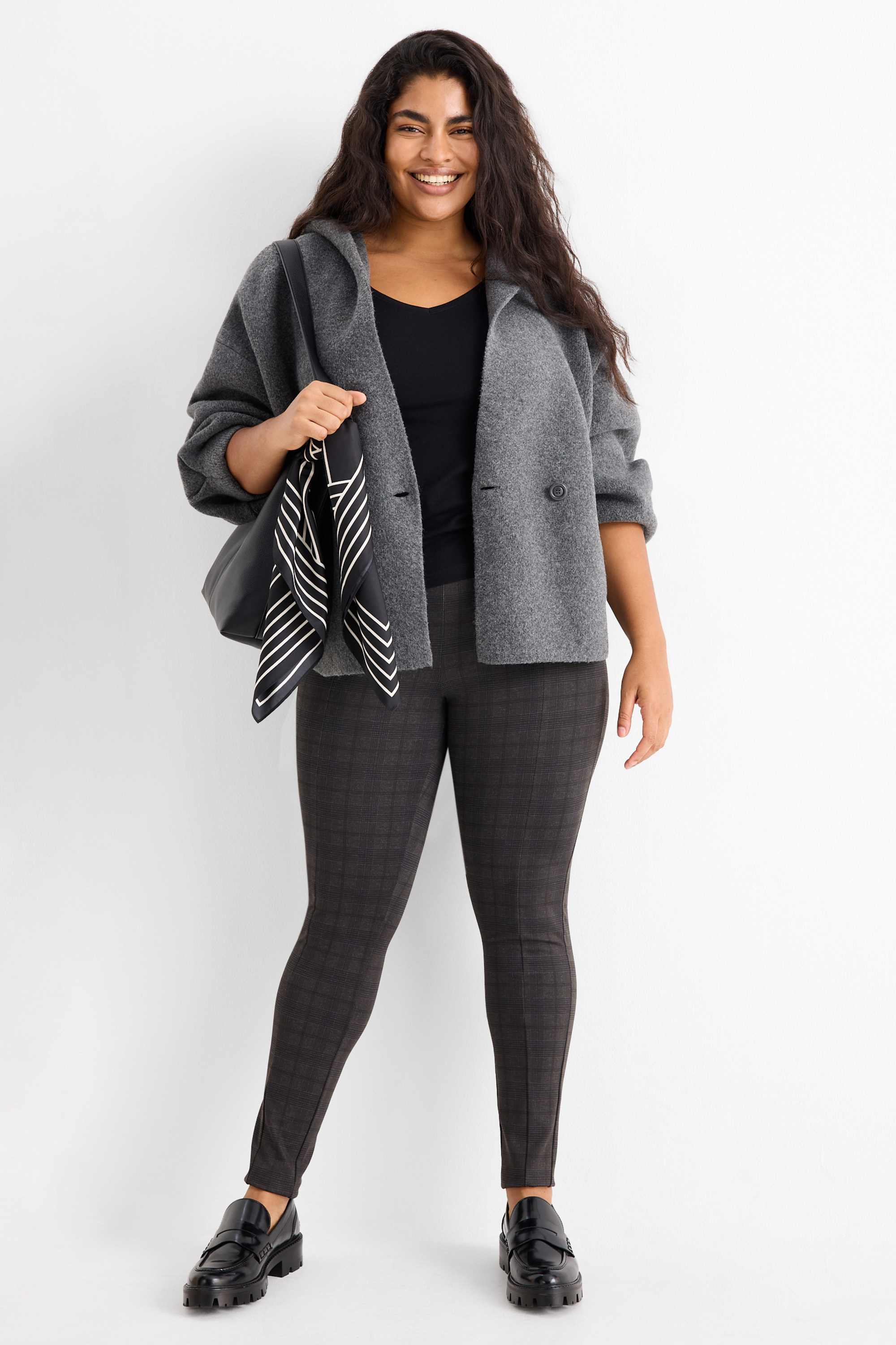Leggings - check dark gray
