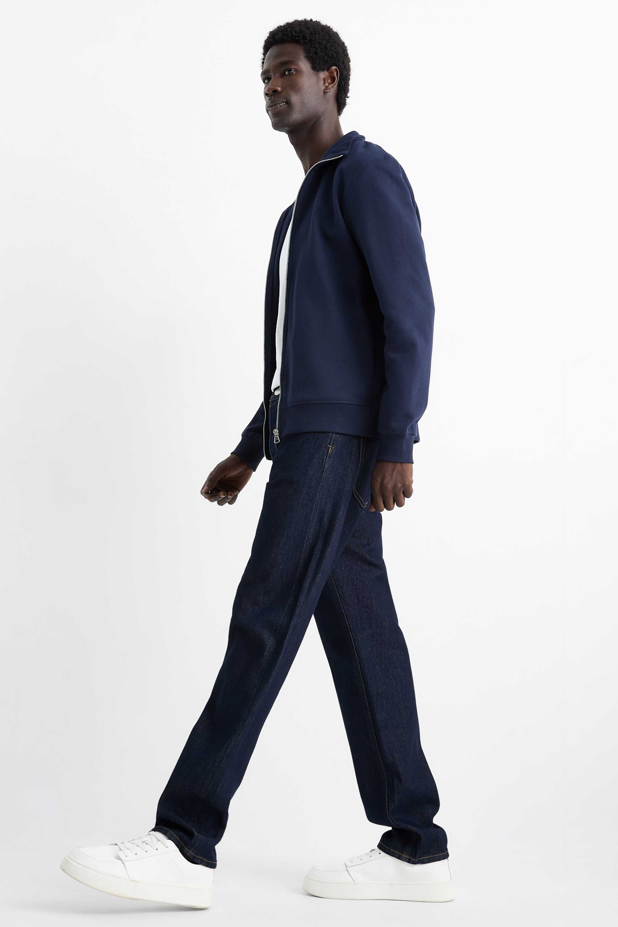Regular jeans with button fly denim-dark blue