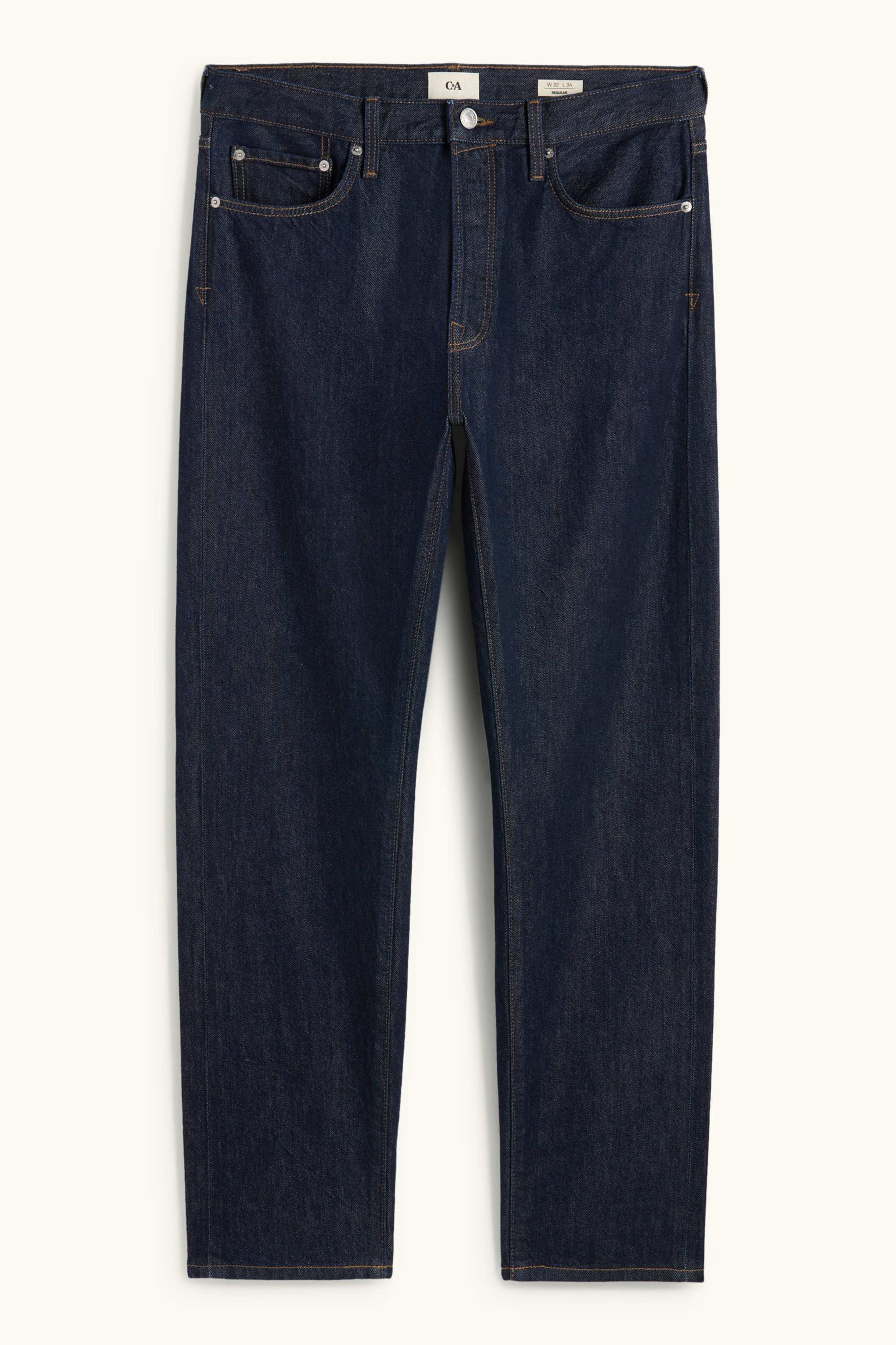Regular jeans with button fly denim-dark blue
