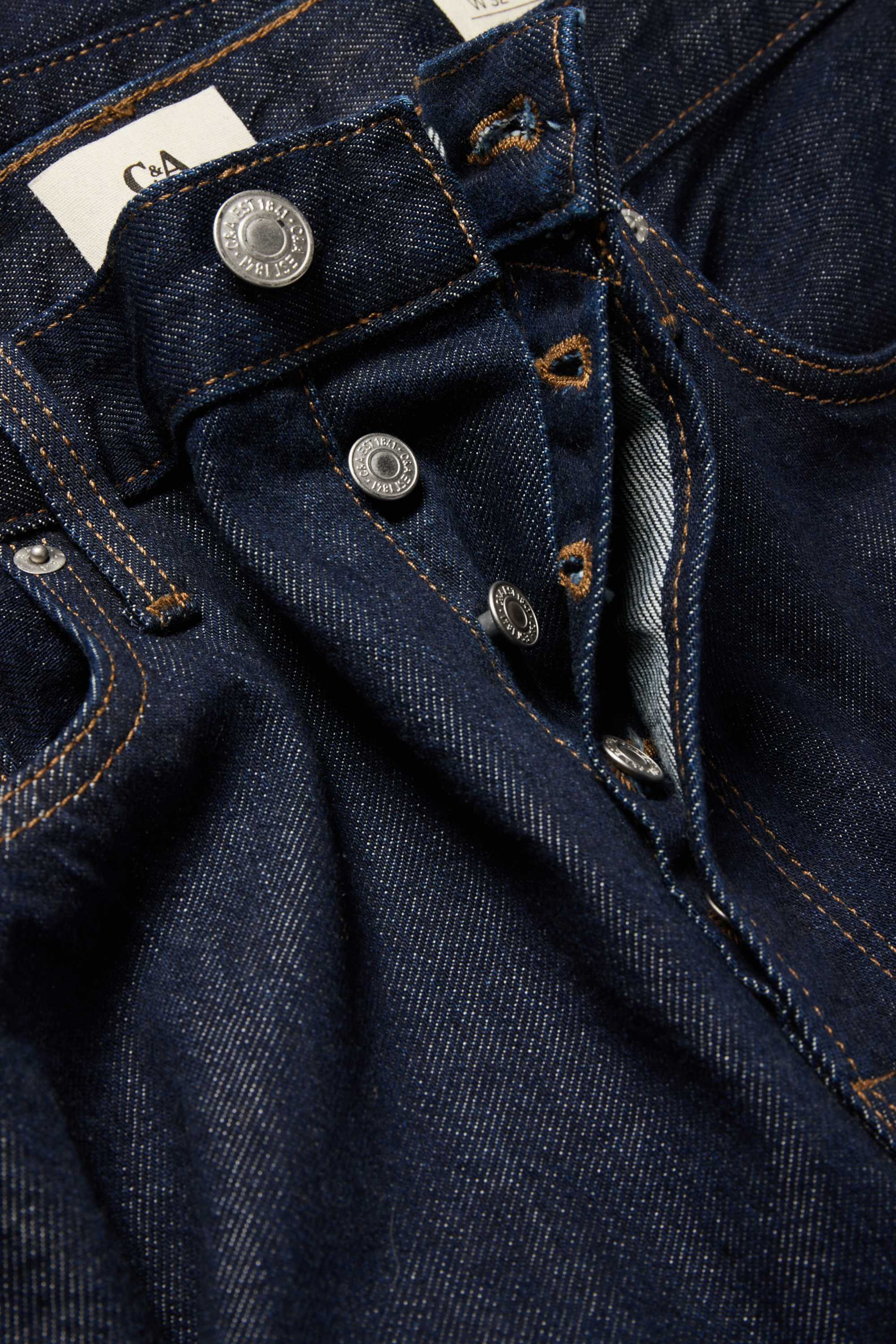 Regular jeans with button fly denim-dark blue