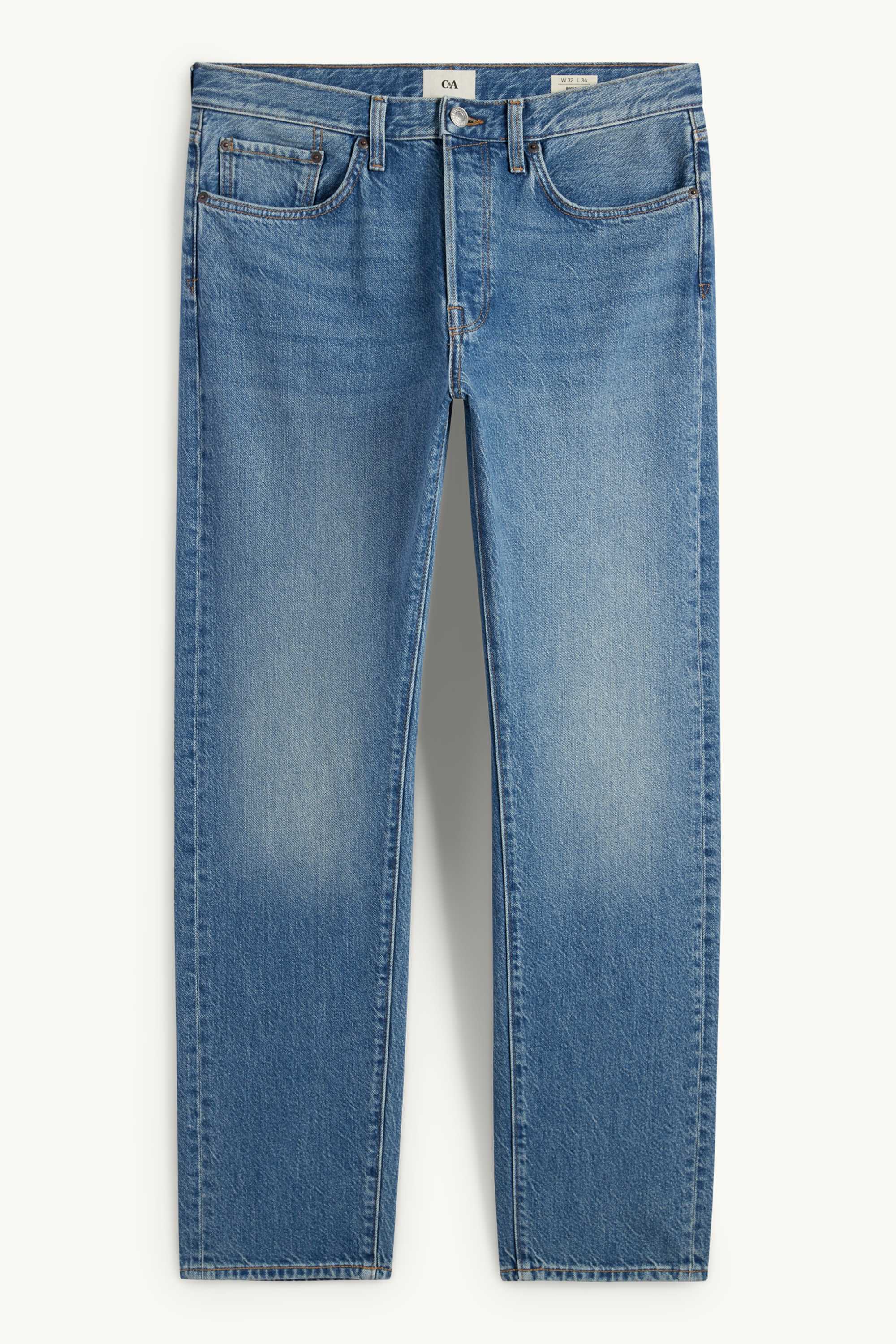 Regular jeans with button fly blue denim