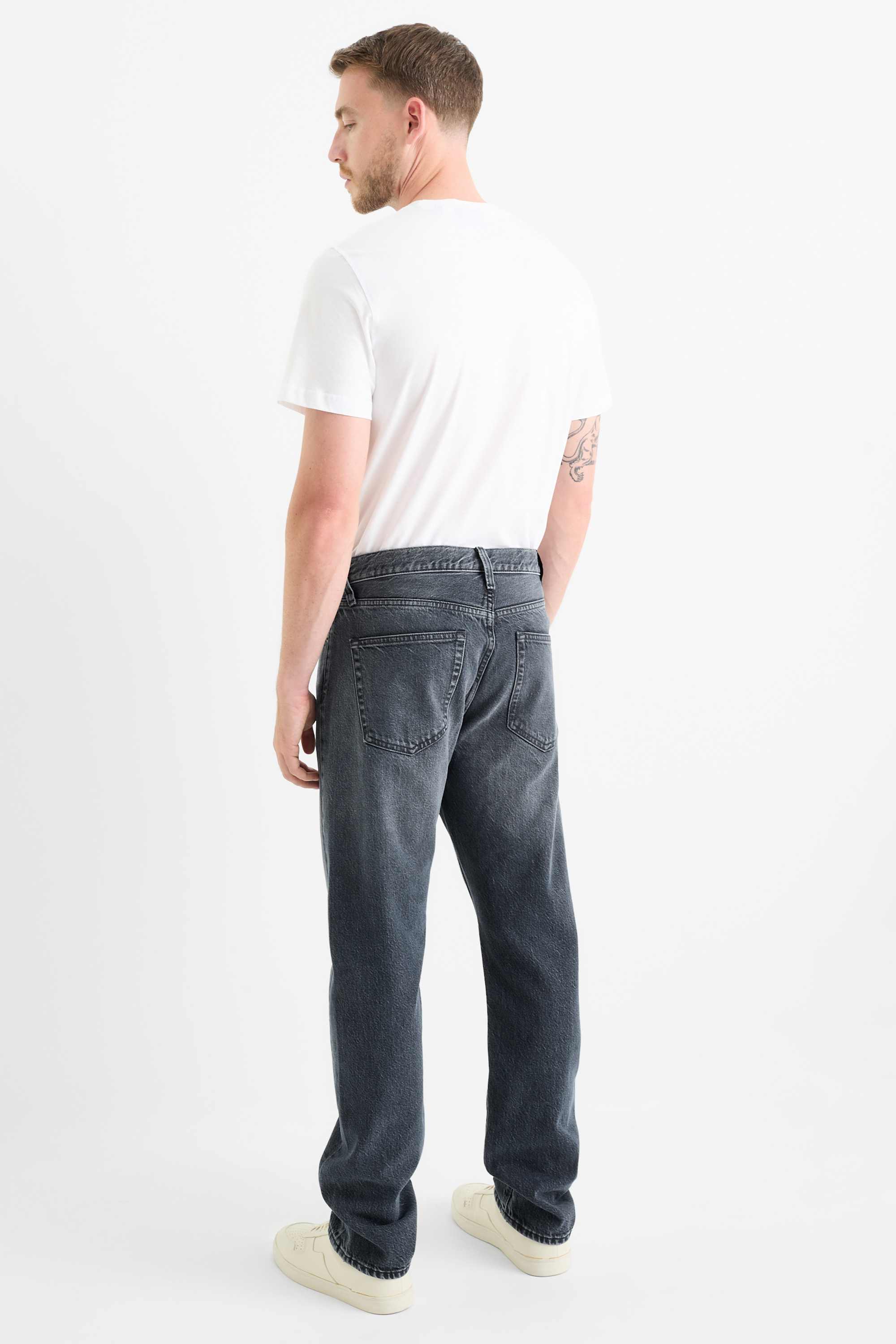 Regular jeans with button fly denim-dark blue