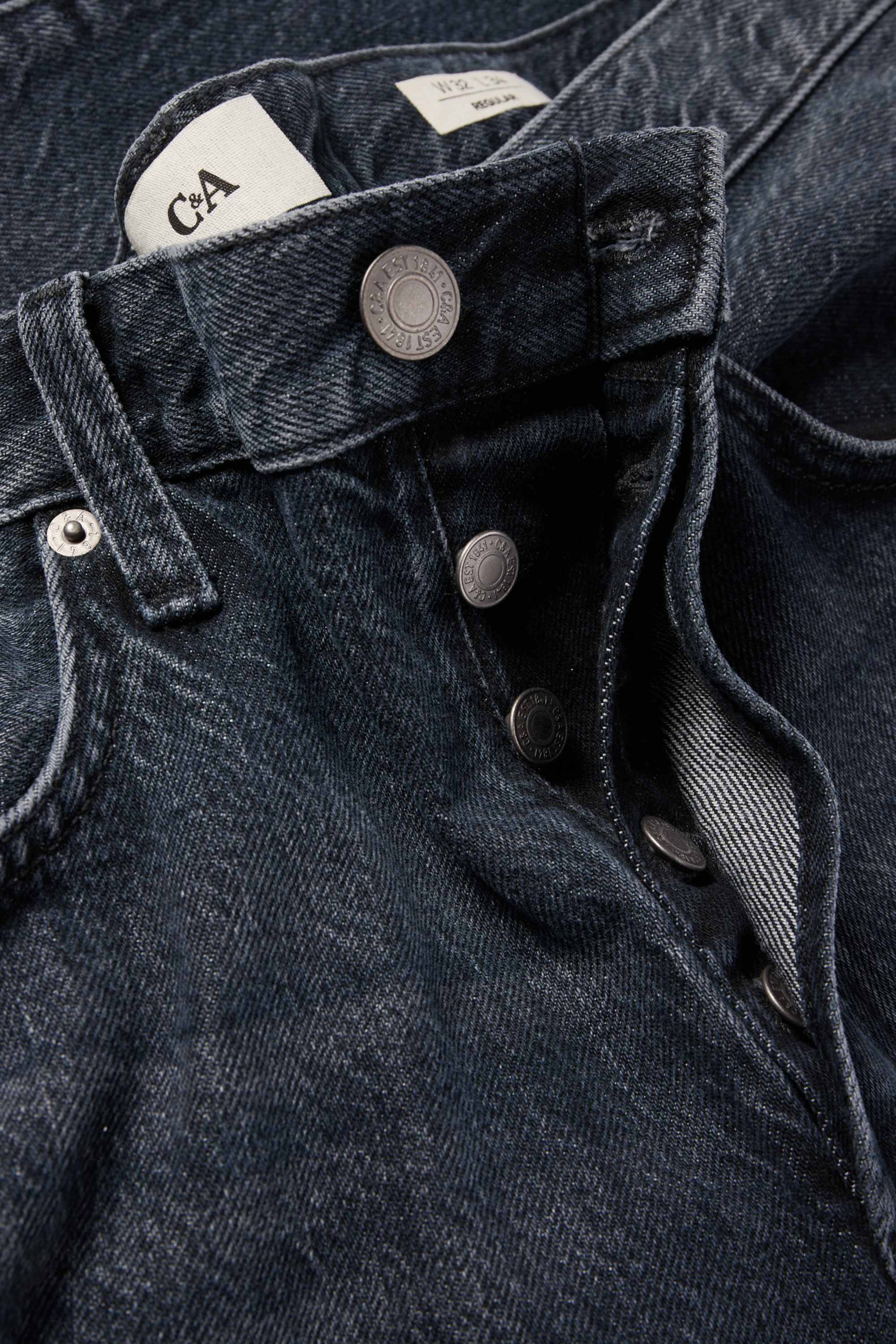 Regular jeans with button fly denim-dark blue