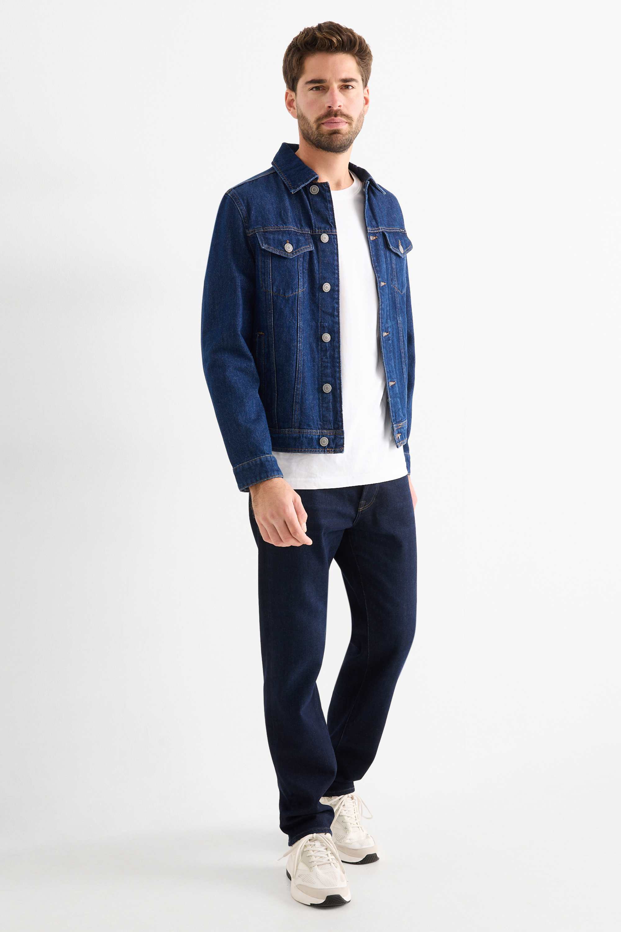 Regular jeans with button fly - thermal jeans - LYCRA® denim-dark blue