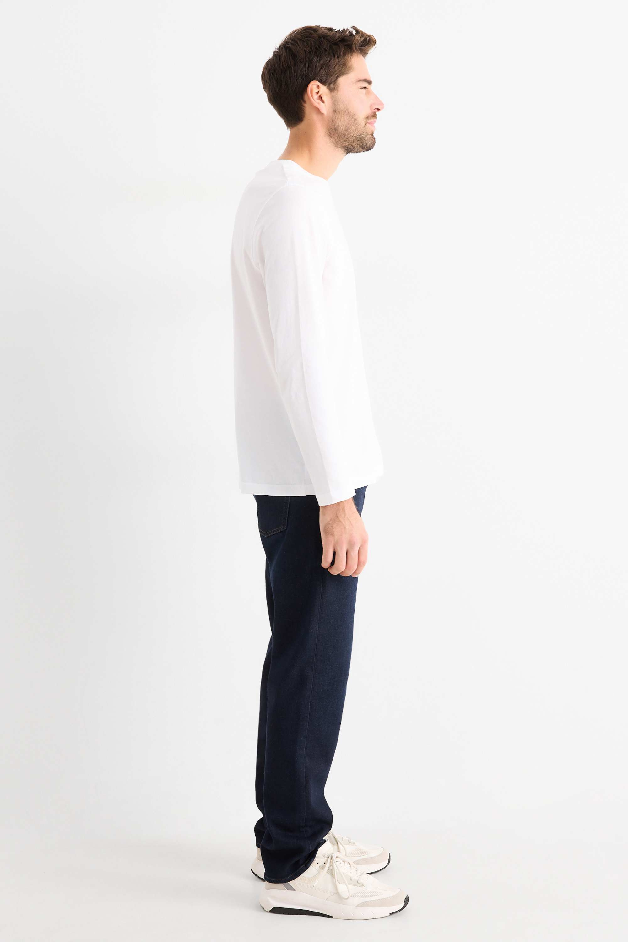 Regular jeans with button fly - thermal jeans - LYCRA® denim-dark blue