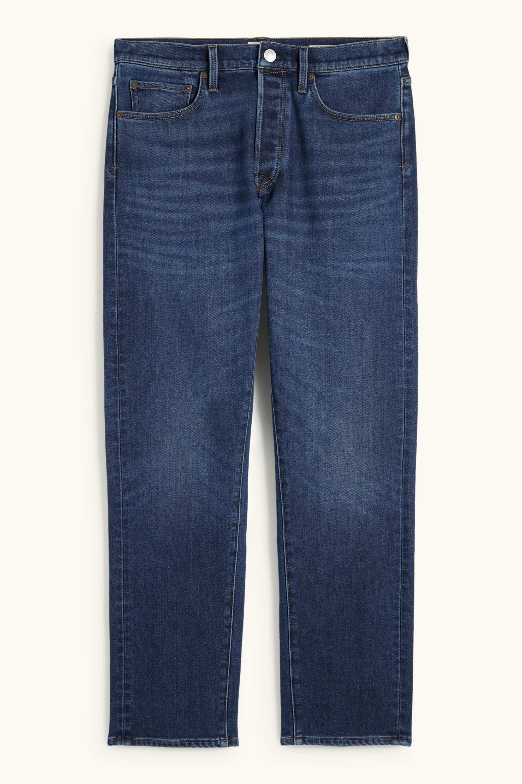 Regular jeans with button fly - thermal jeans - LYCRA® blue denim