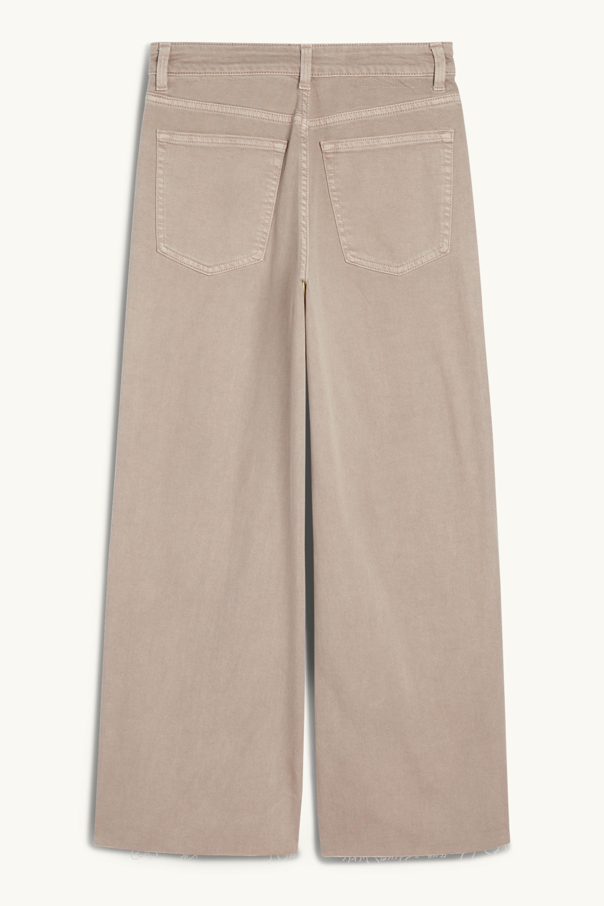 Cropped wide leg jeans - mid-rise waist denim-gray