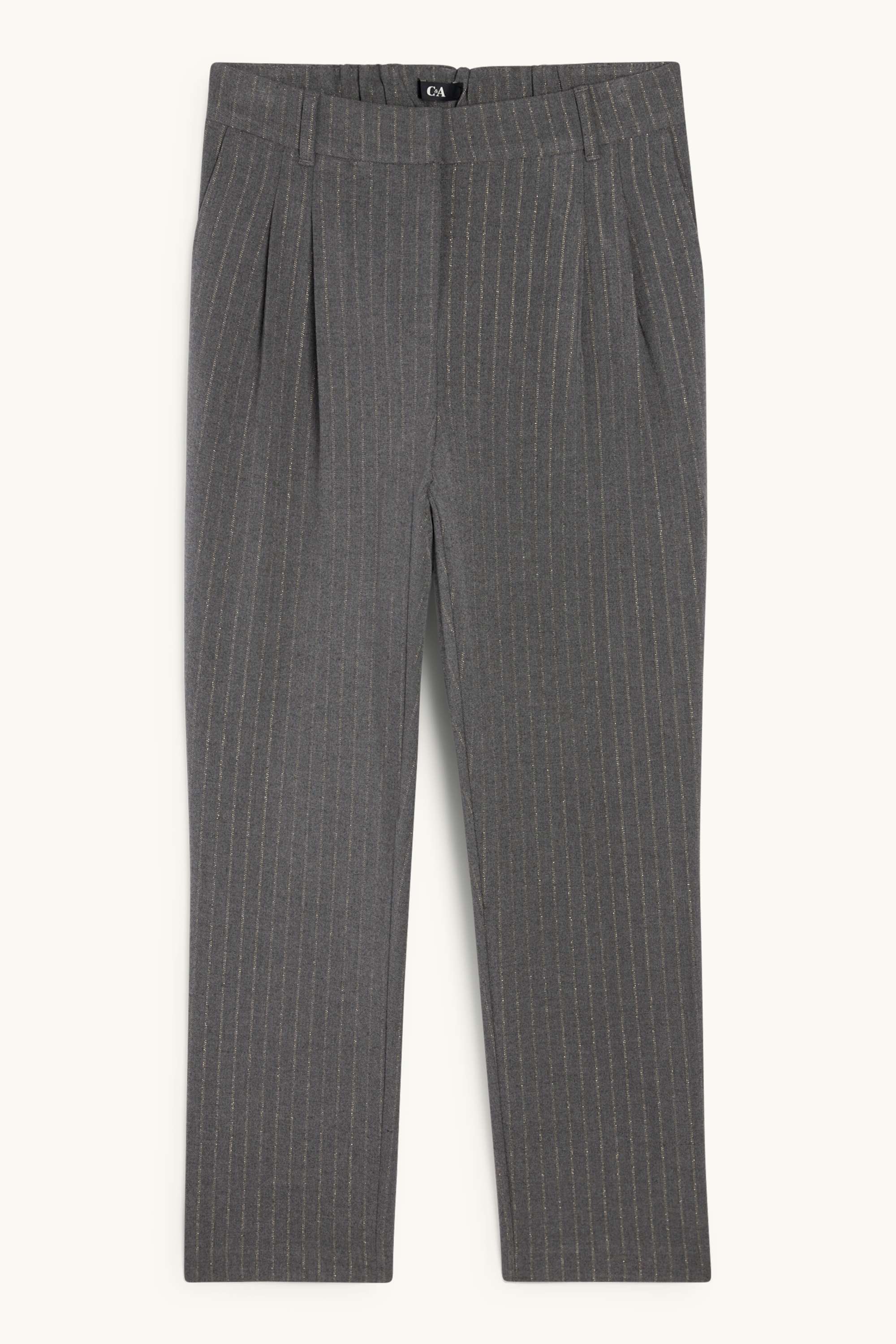 Cloth trousers - high-rise waist - tapered fit - pinstripes dark gray