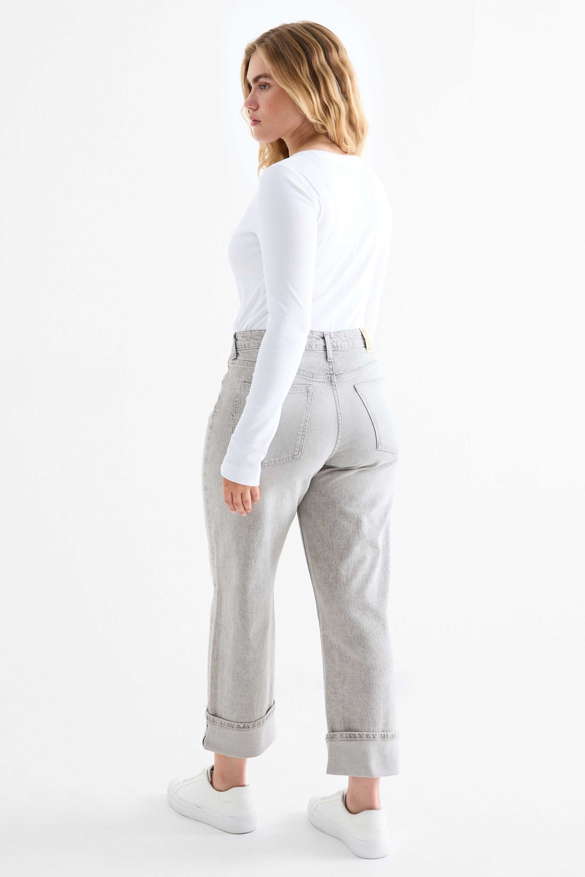 Boyfriend jeans - mid-rise waist - LYCRA® denim-gray