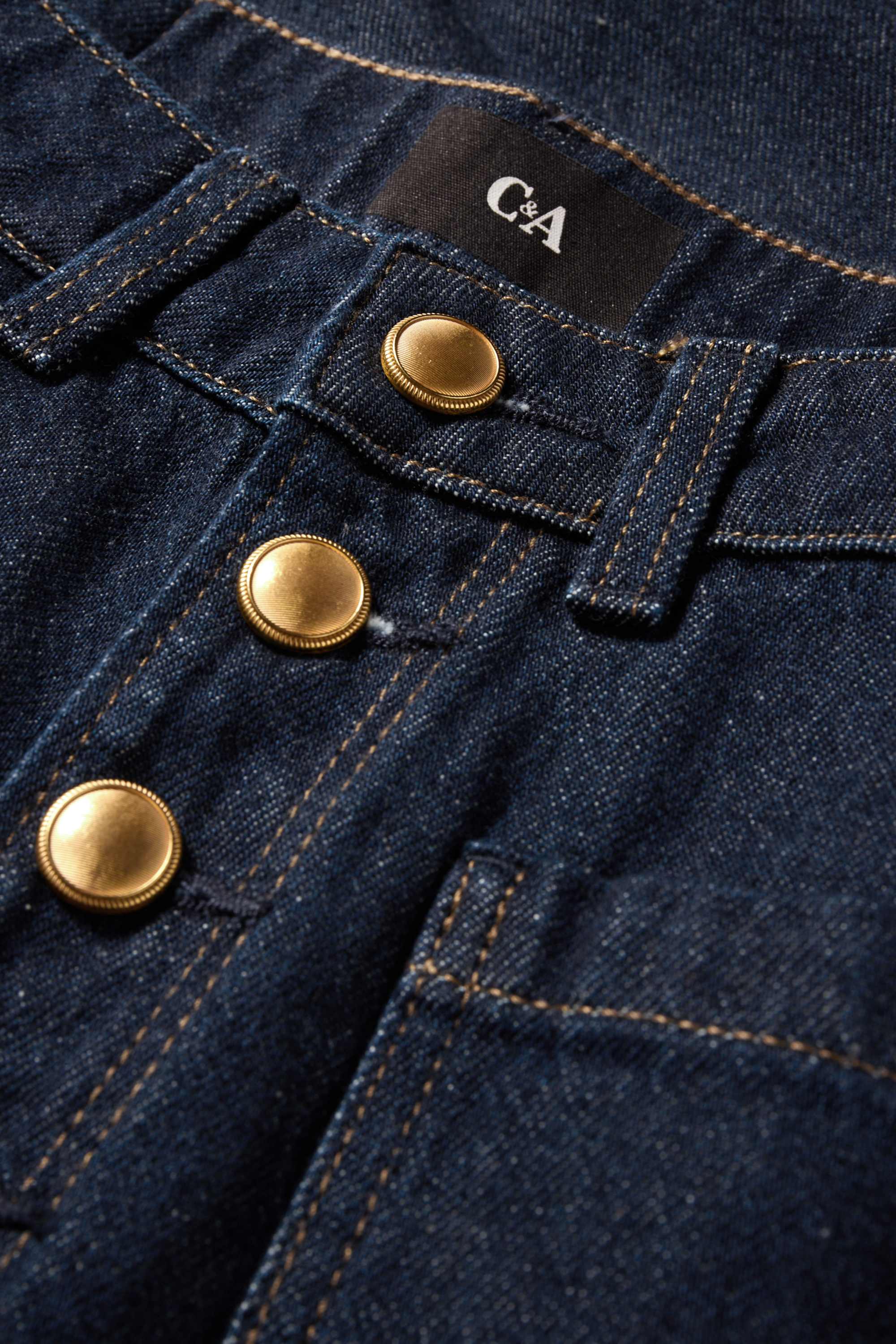 Wide leg jeans - high waist denim-dark blue