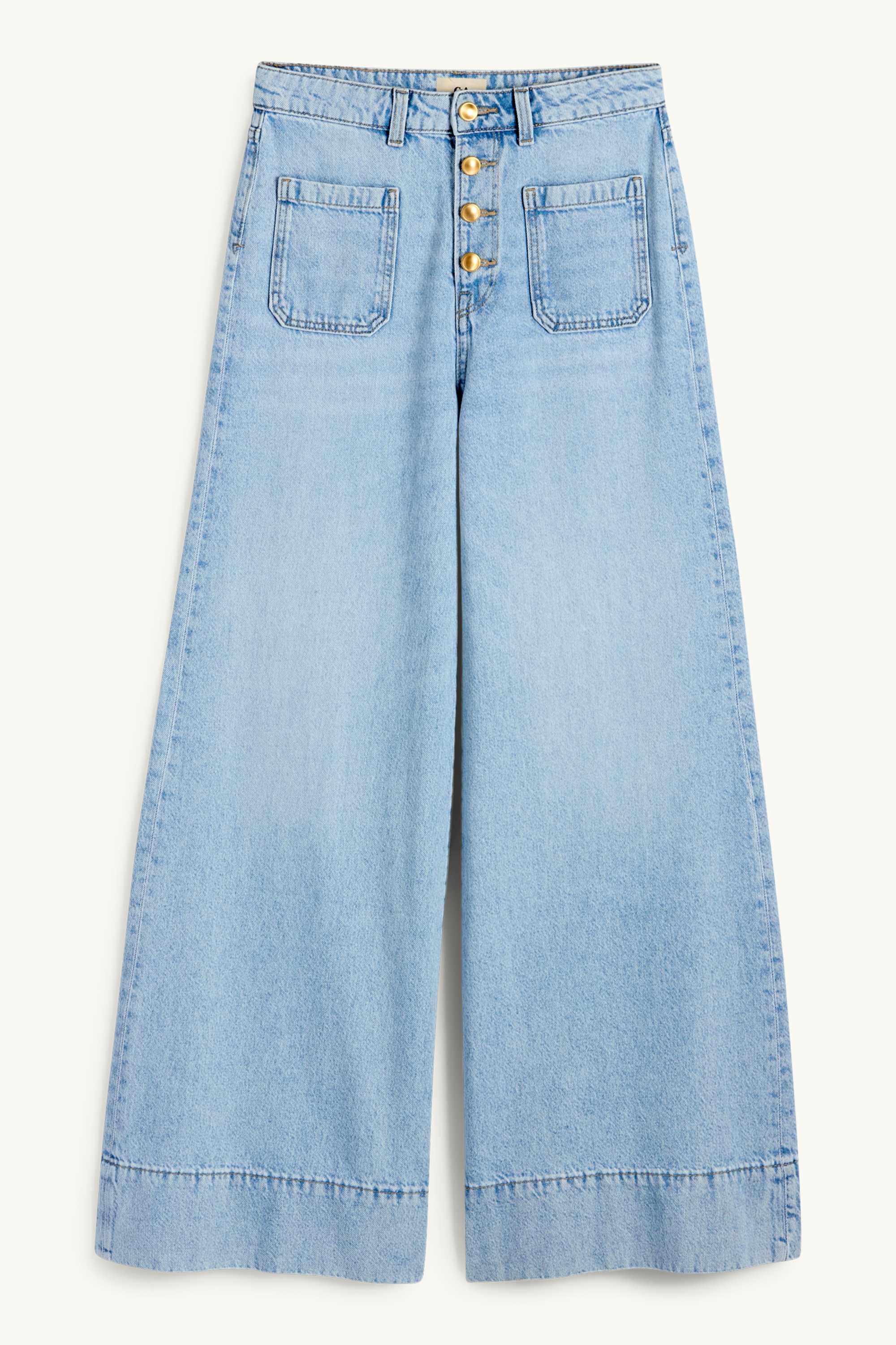 Wide leg jeans - high waist denim-light blue