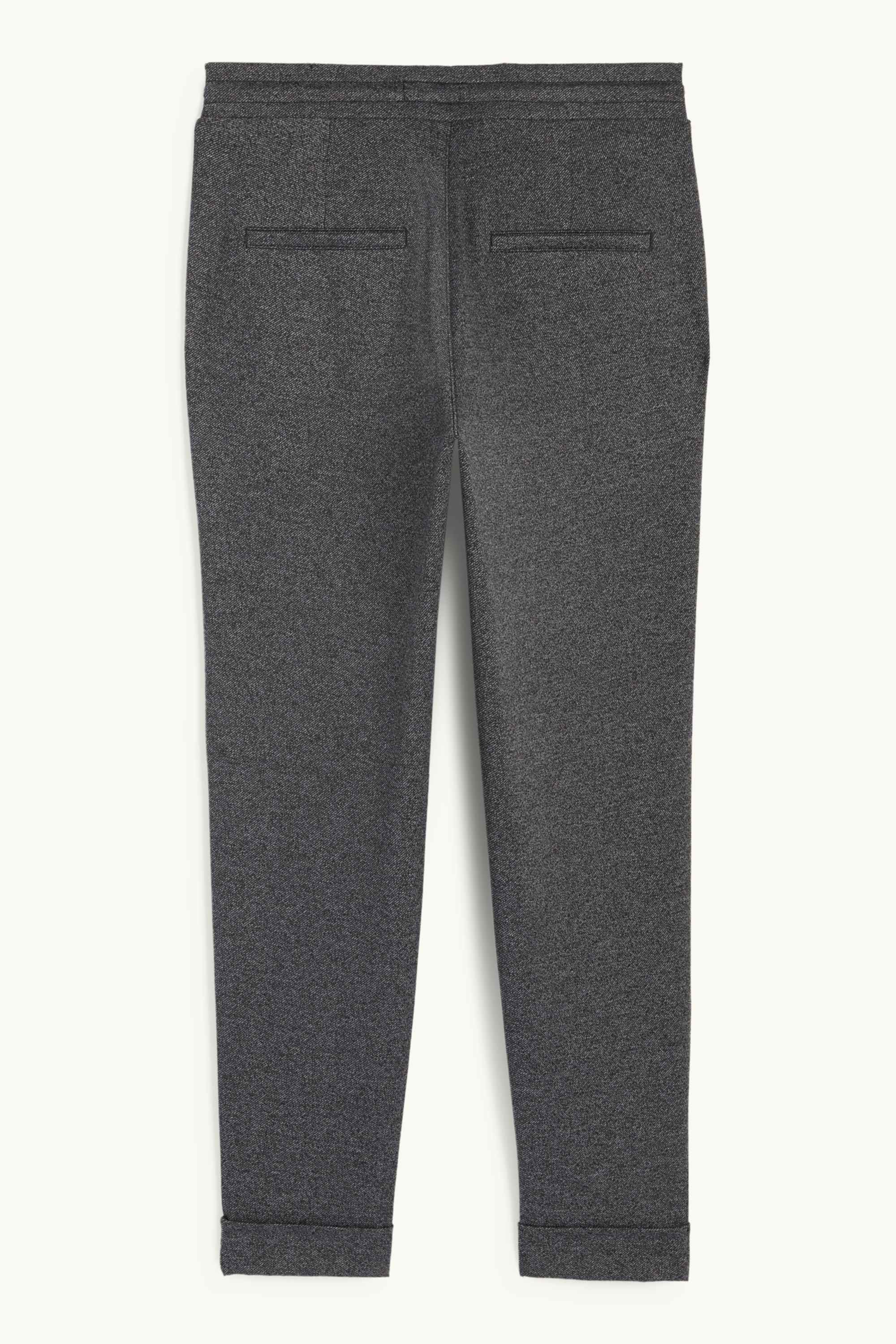Jersey trousers - mid-rise waist - tapered fit - textured dark gray