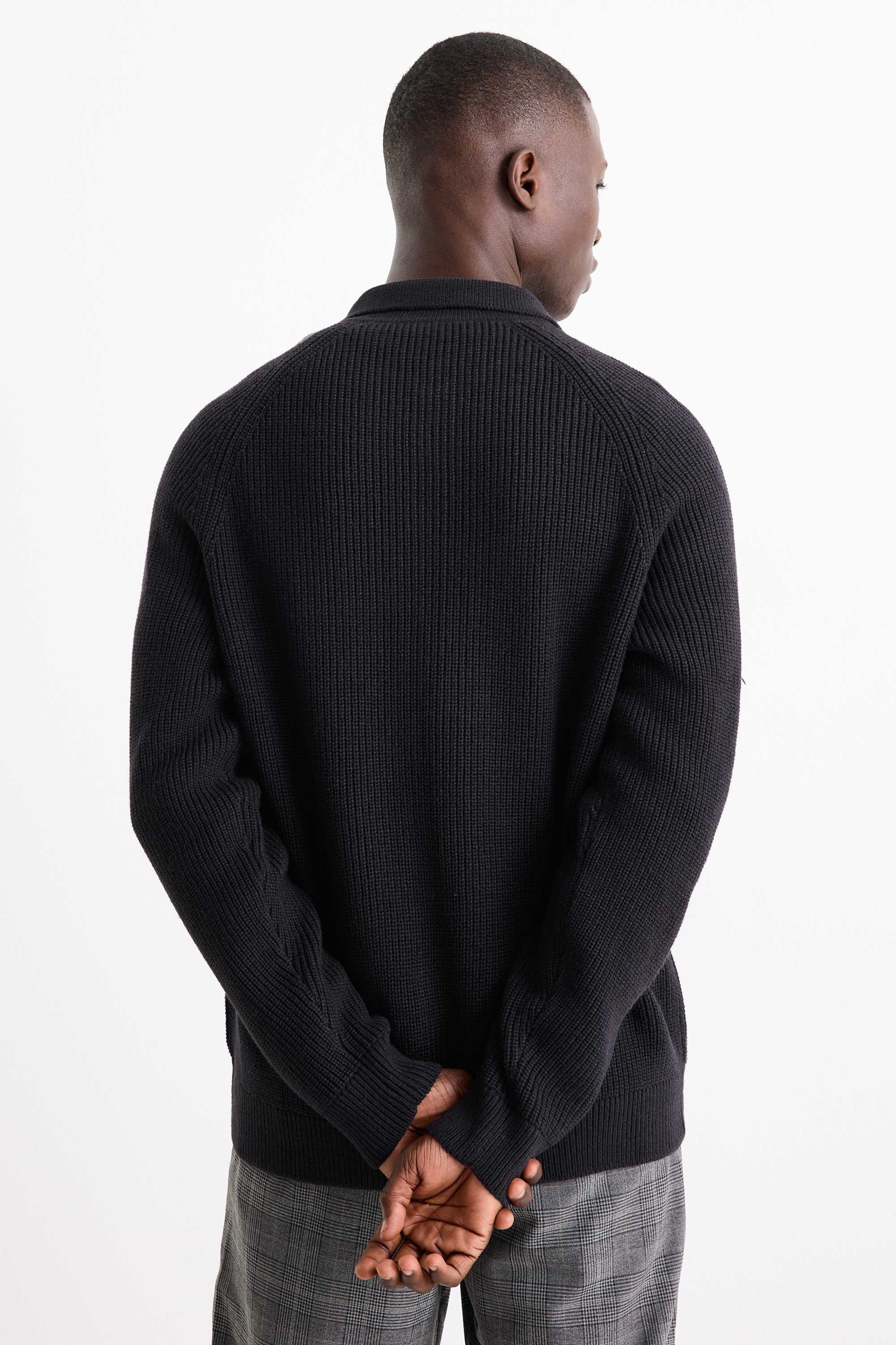 Cardigan - ribbed dark blue