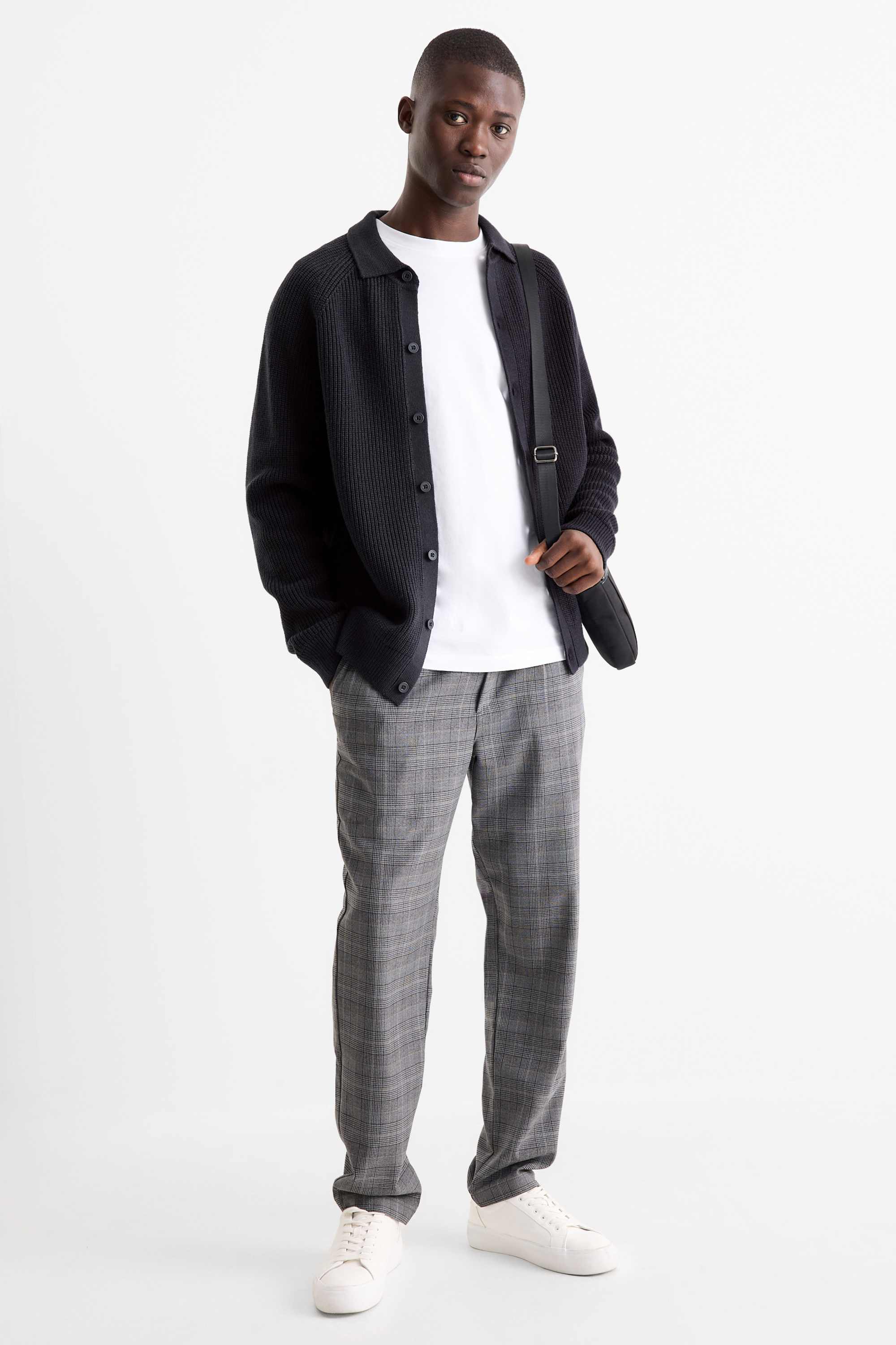 Cardigan - ribbed dark blue