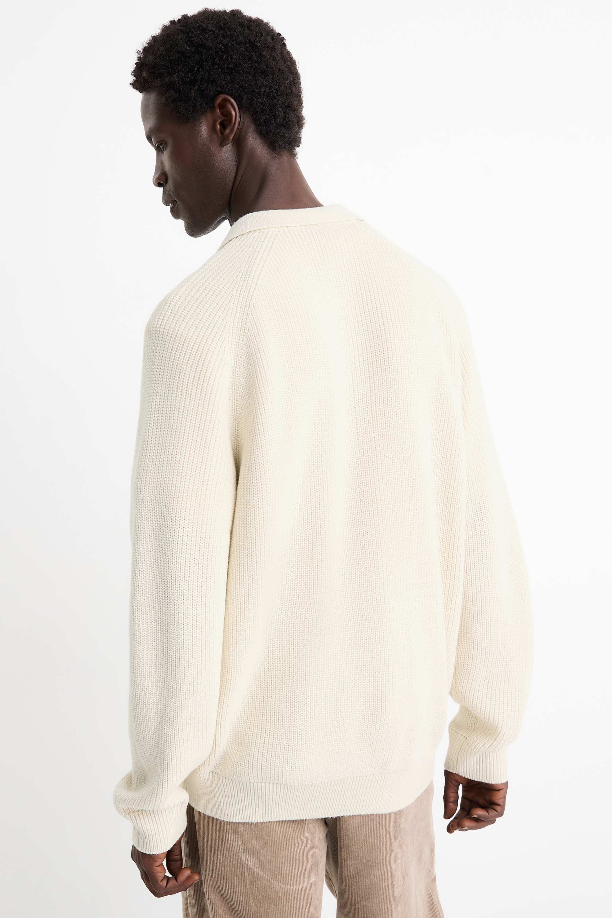 Cardigan - ribbed cremewhite