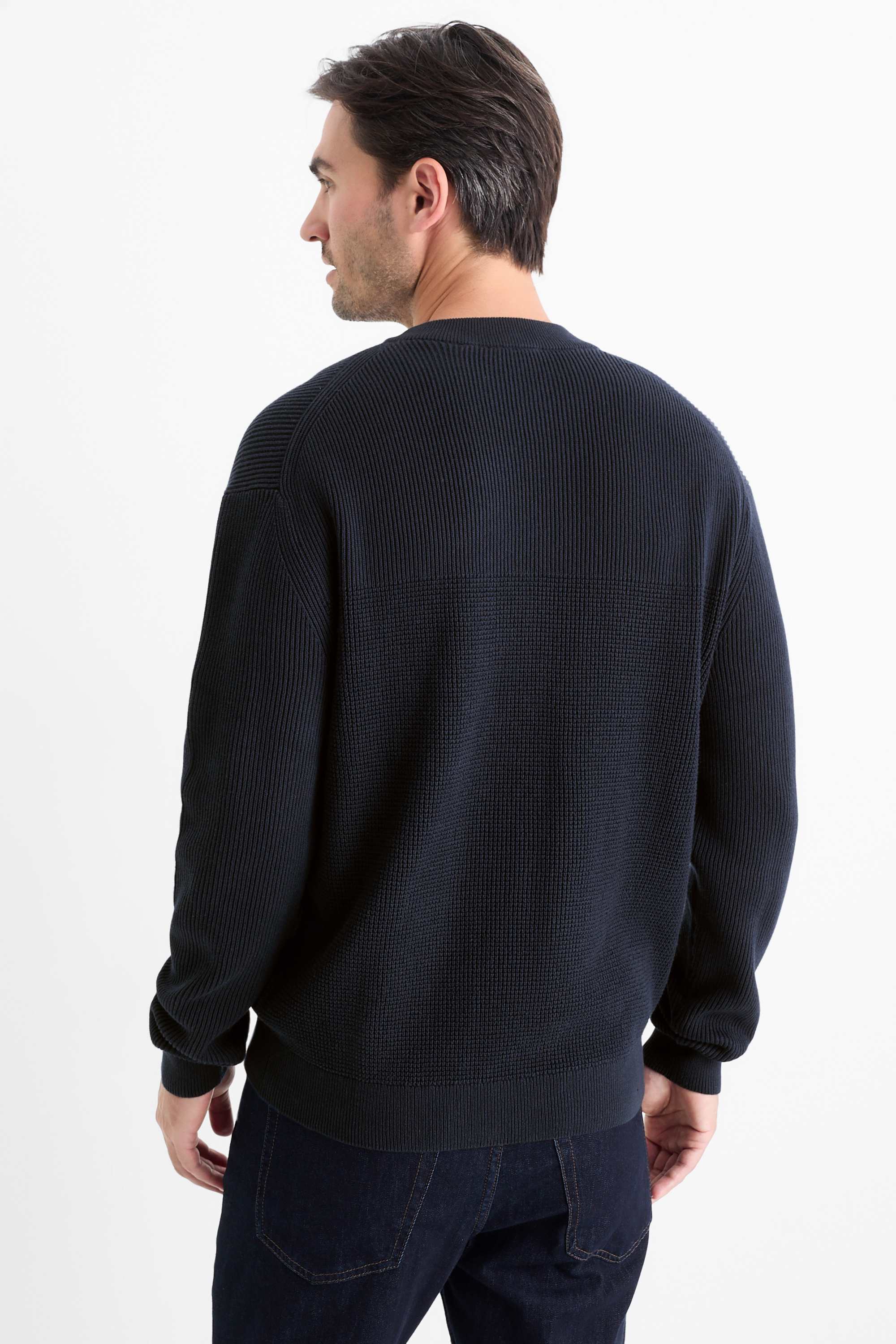 Jumper - textured dark blue