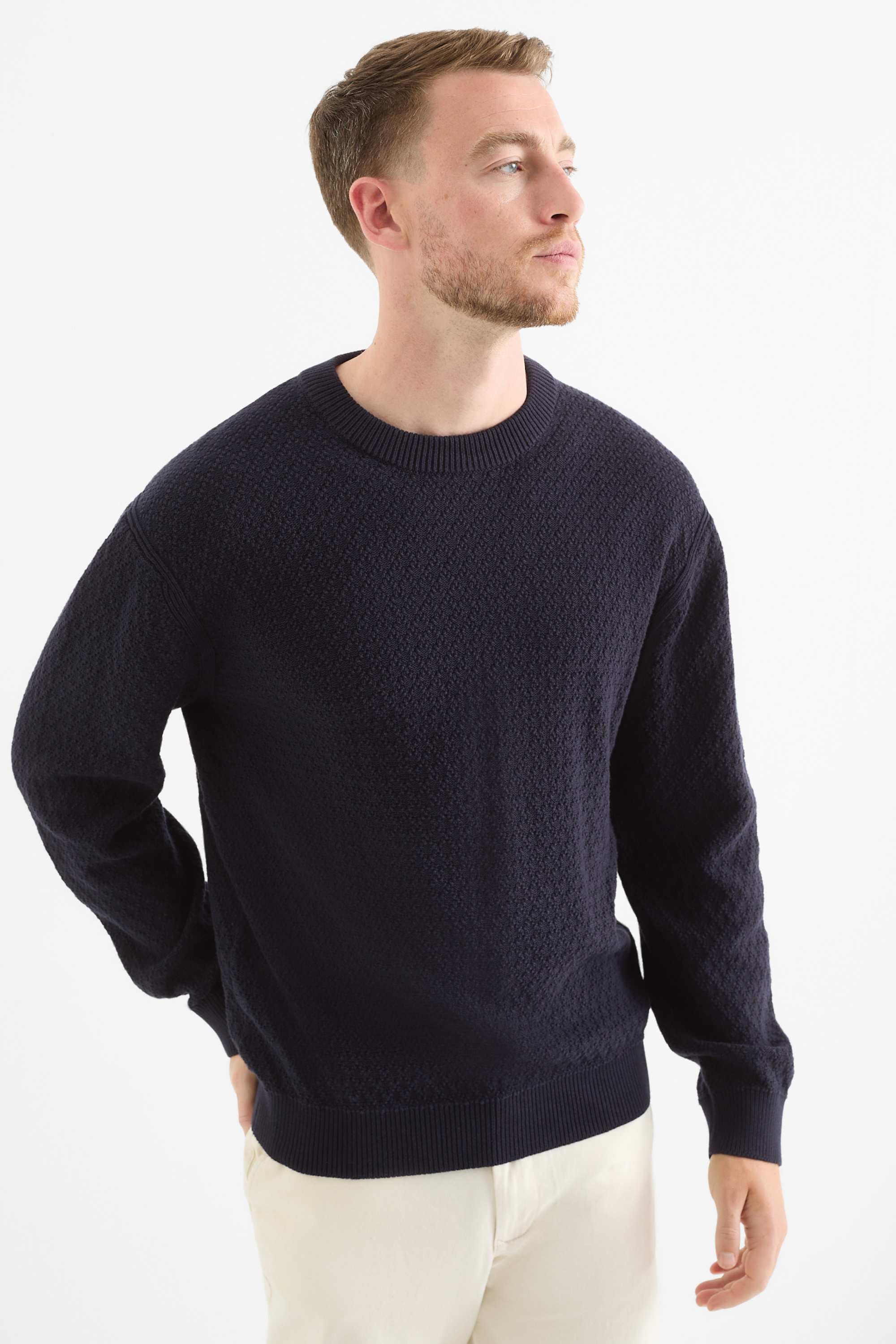 Jumper - textured dark blue