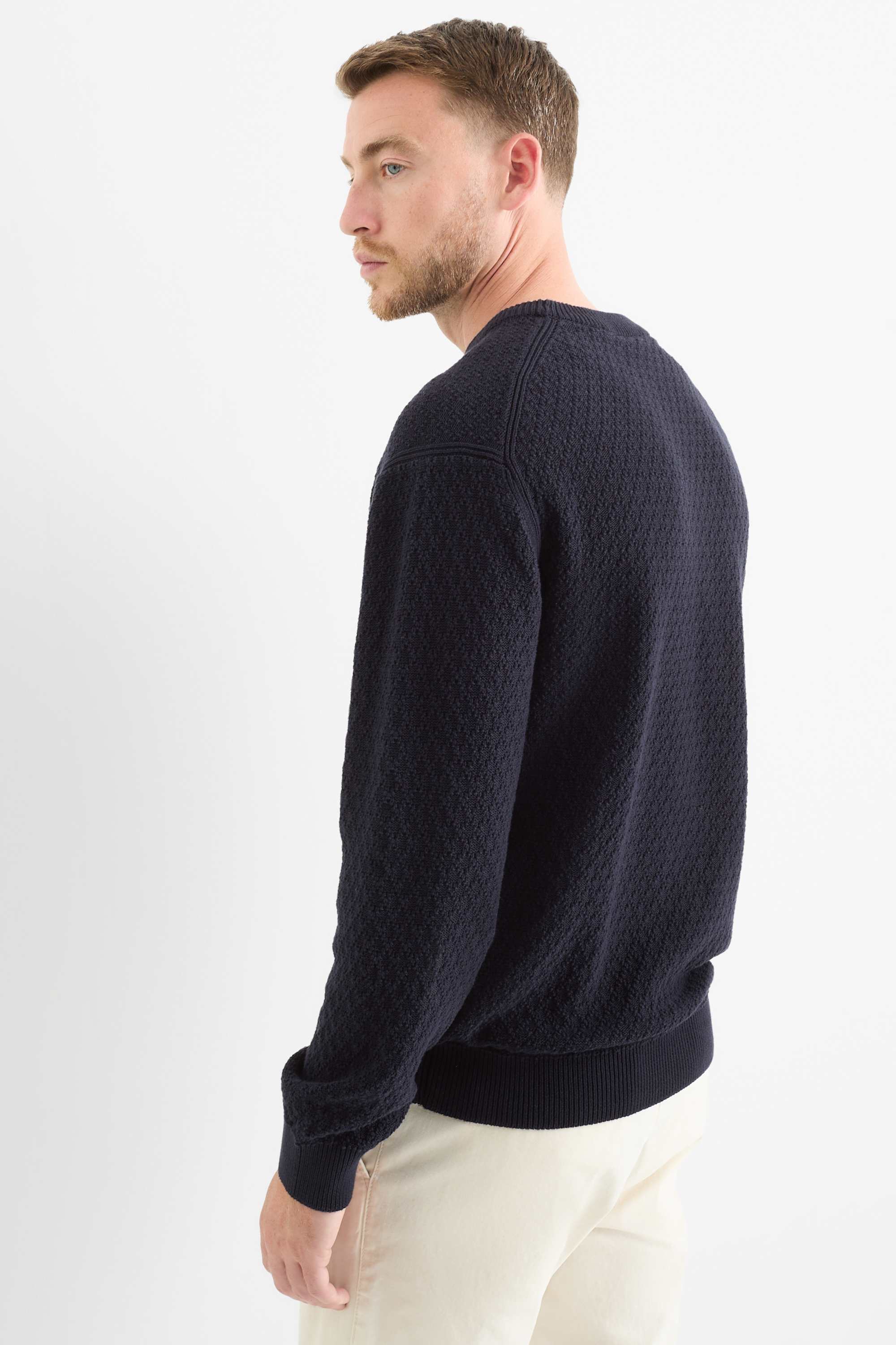 Jumper - textured dark blue